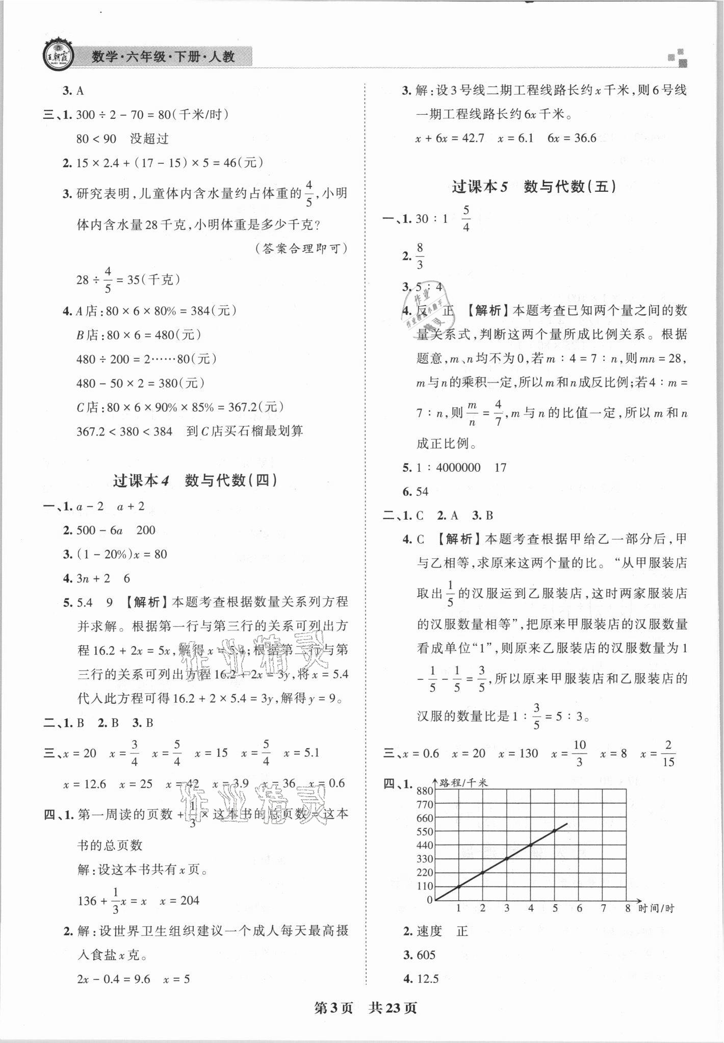 2021年王朝霞期末真題精編六年級數(shù)學(xué)下冊人教版鄭州專版 參考答案第3頁