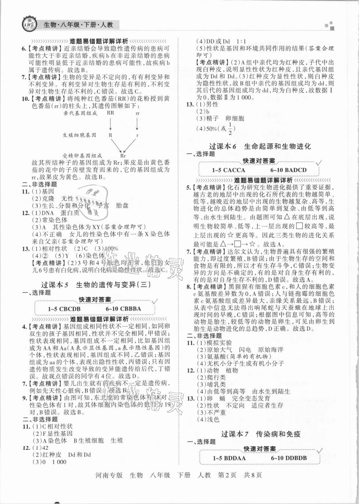 2021年王朝霞各地期末試卷精選八年級生物下冊人教版河南專版 第2頁