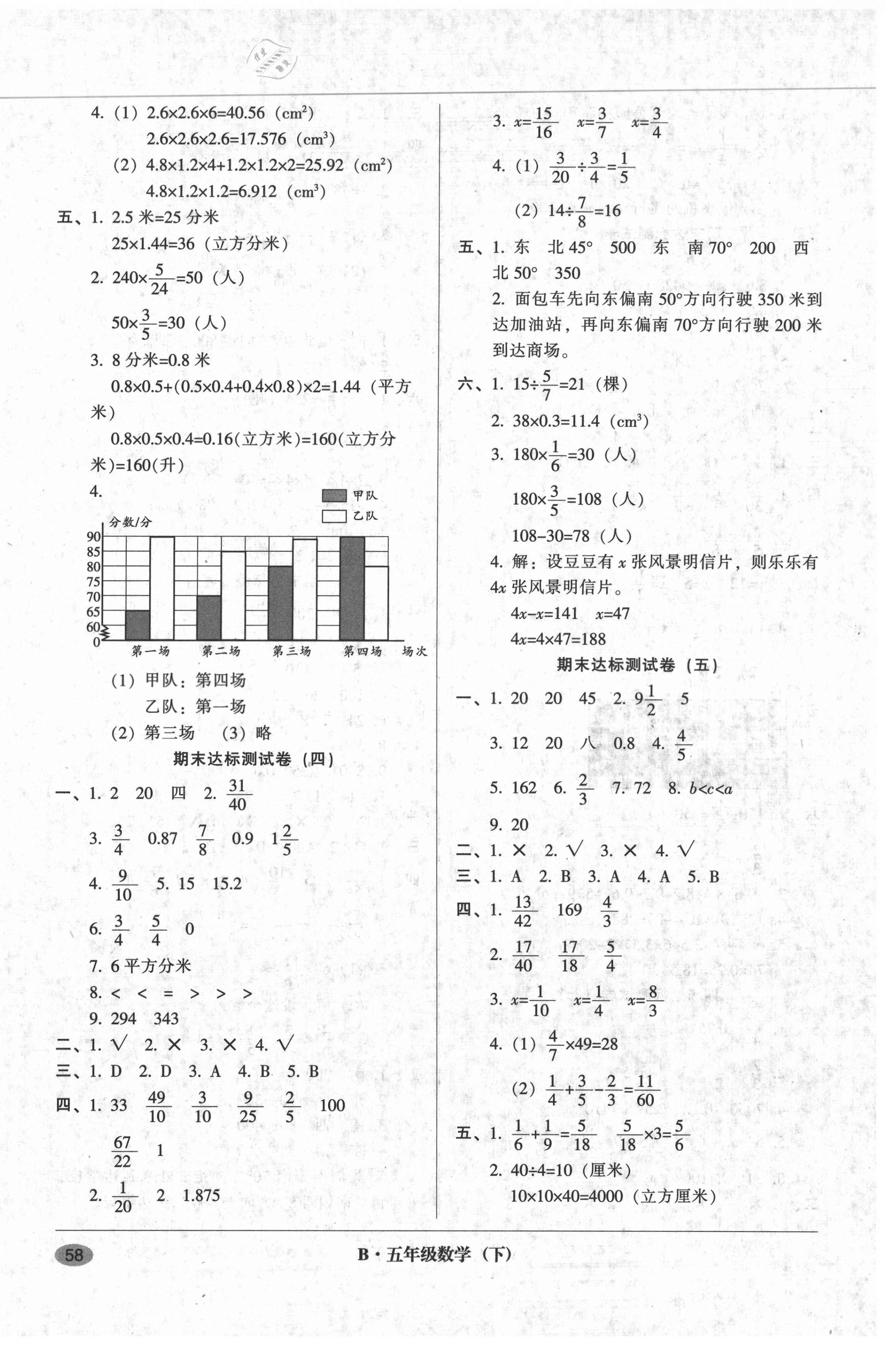 2021年第二課堂期末模擬試卷五年級數(shù)學(xué)下冊北師大版 第2頁