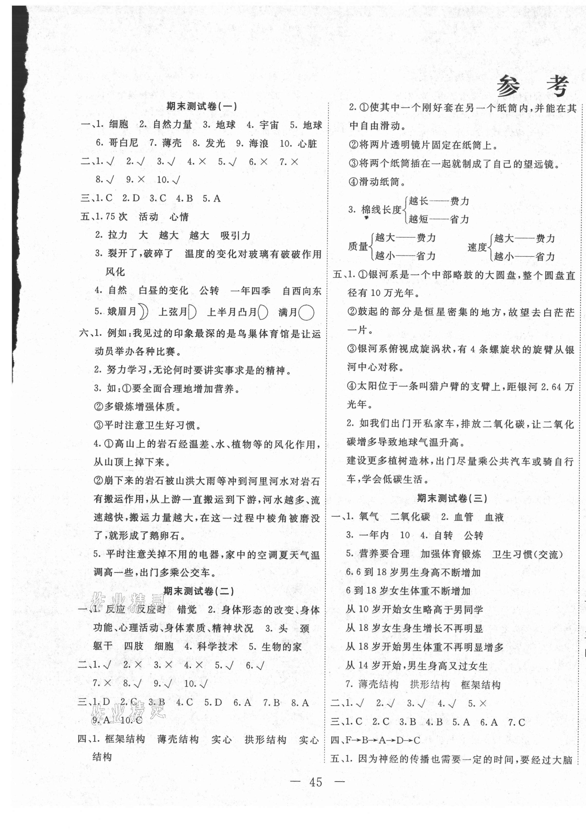 2021年一通百通期末測試卷六年級科學(xué)下冊冀教版 第1頁