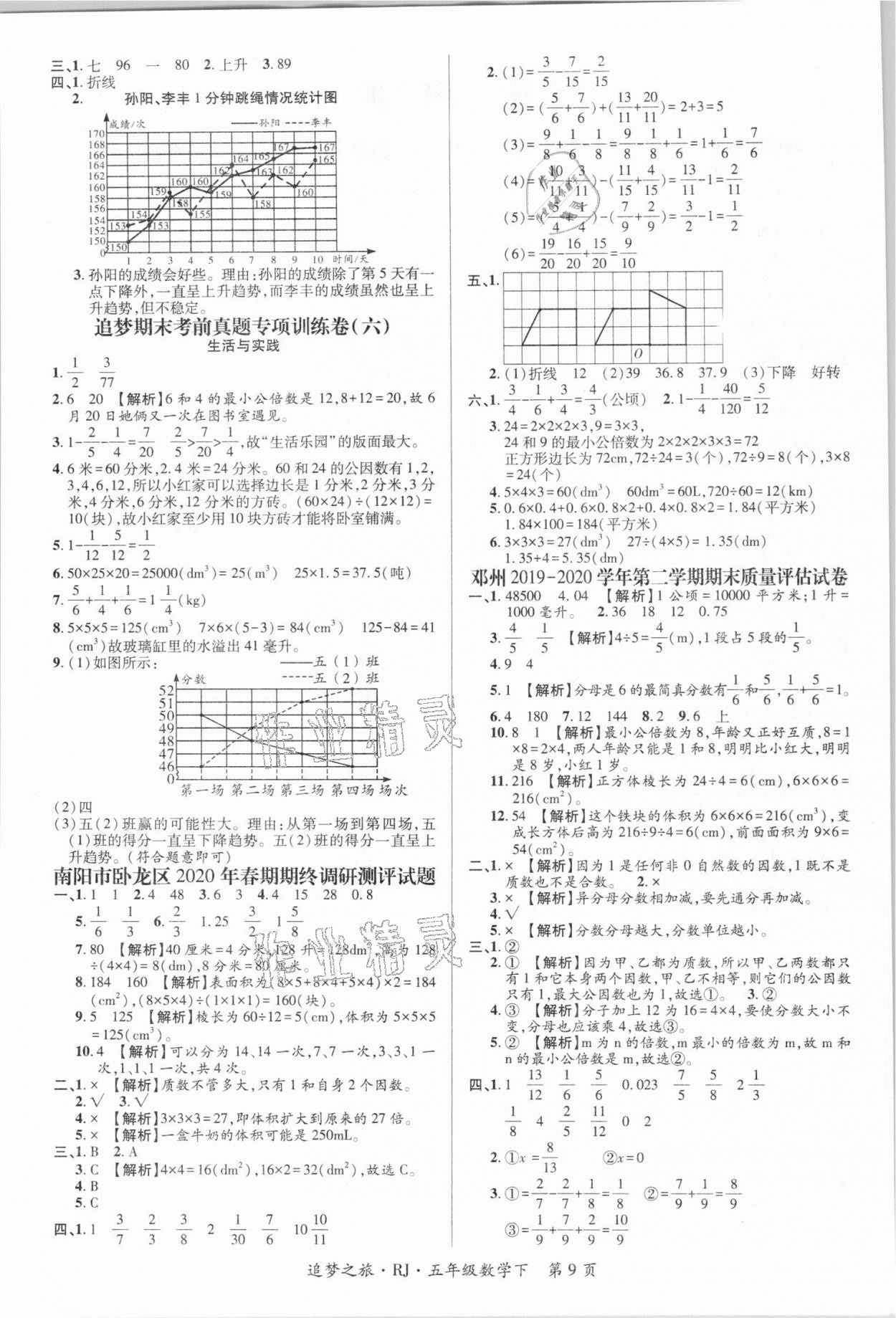 2021年河南3年玉汝于成期末真卷匯編五年級(jí)數(shù)學(xué)下冊(cè)人教版南陽(yáng)專(zhuān)版 第2頁(yè)