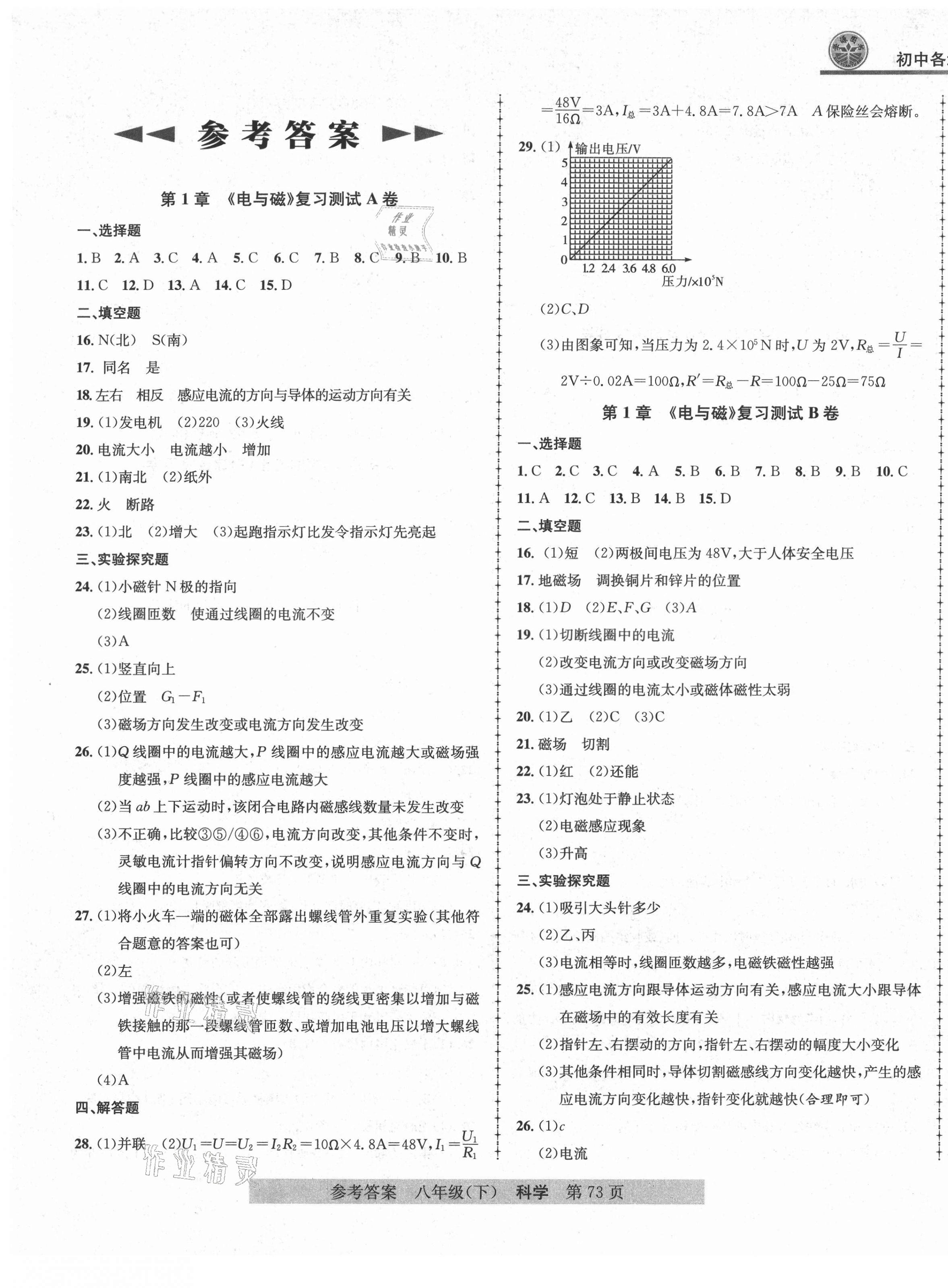 2021年初中各地期末測試大考卷八年級科學(xué)下冊浙教版浙江專版 第1頁