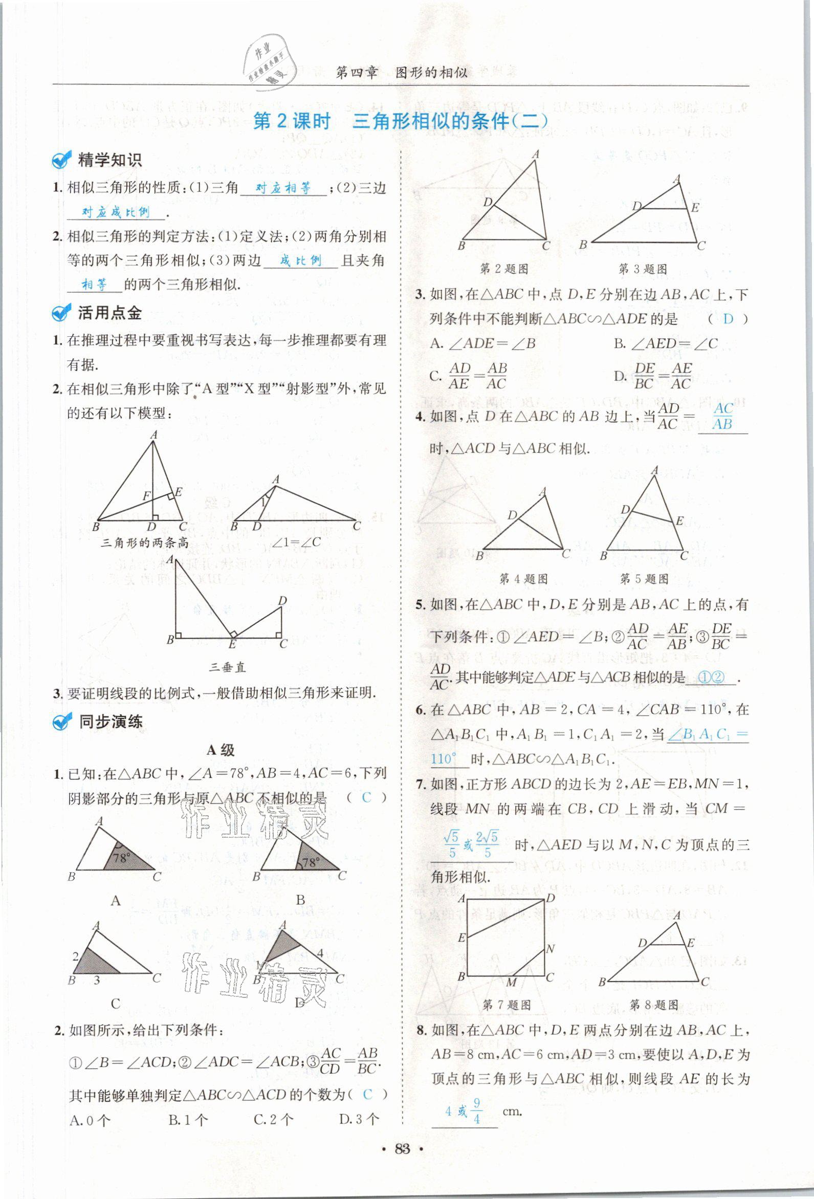 2021年蓉城学霸九年级数学全一册北师大版 参考答案第82页