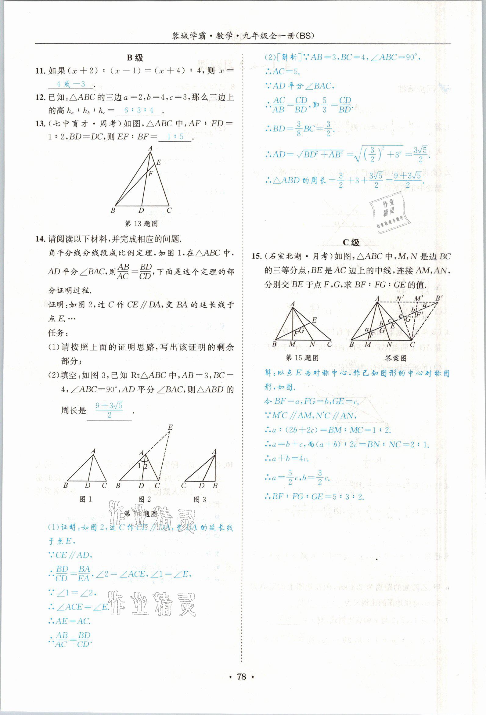 2021年蓉城学霸九年级数学全一册北师大版 参考答案第77页