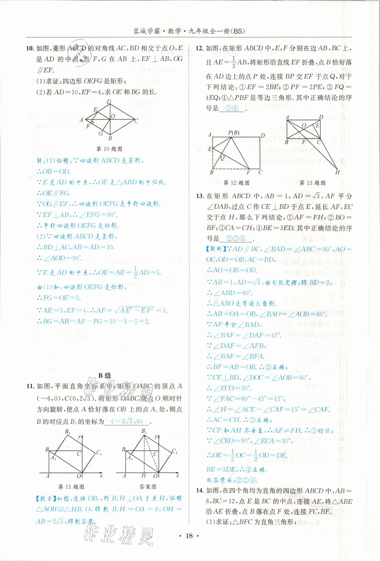 2021年蓉城学霸九年级数学全一册北师大版 参考答案第17页