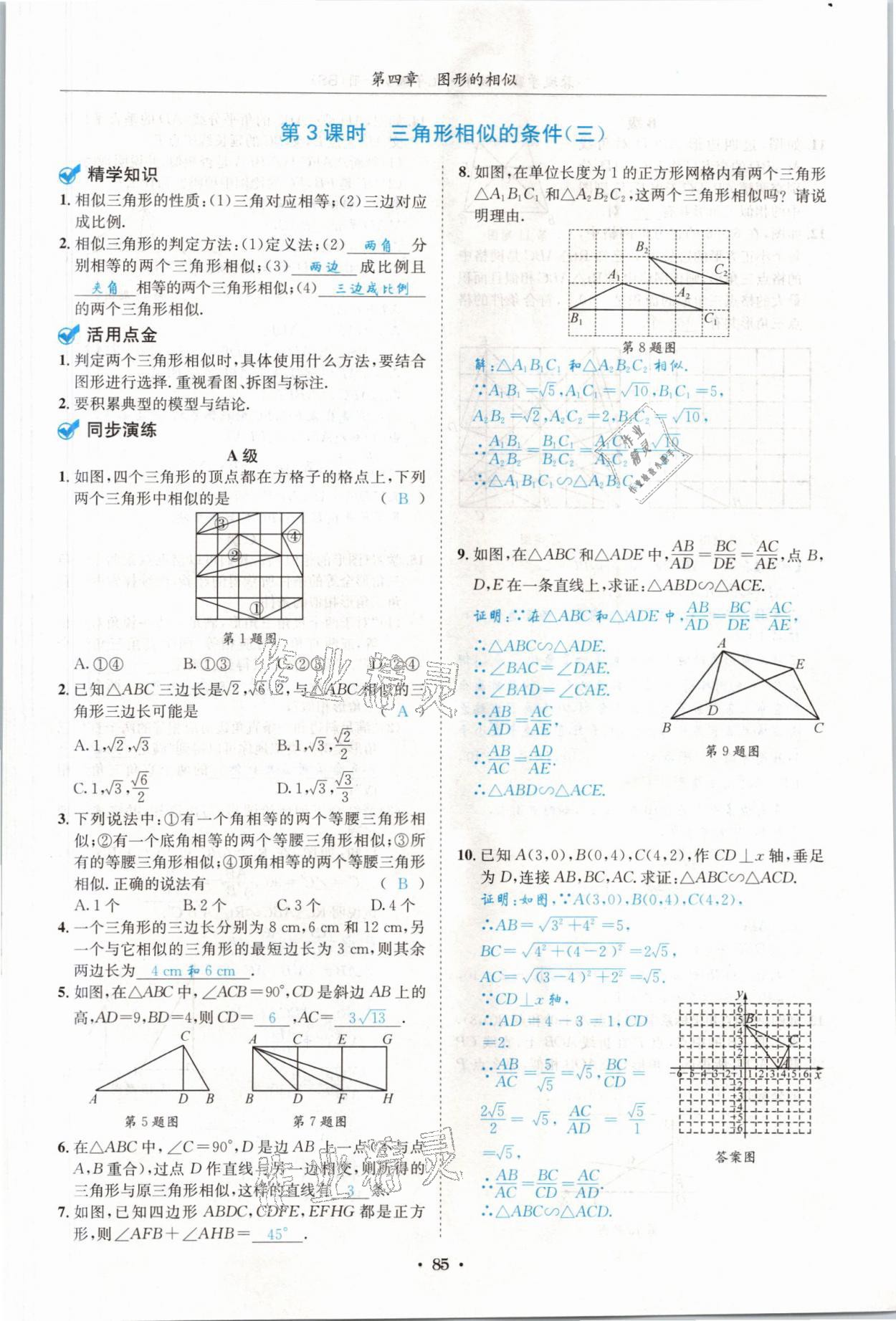 2021年蓉城学霸九年级数学全一册北师大版 参考答案第84页