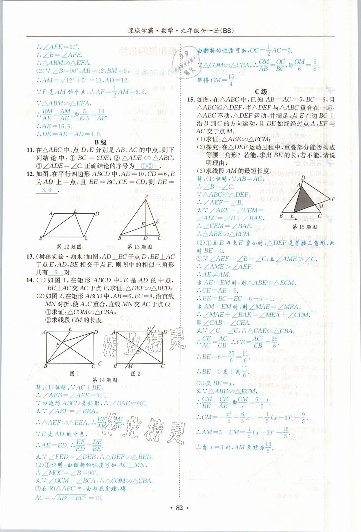 2021年蓉城学霸九年级数学全一册北师大版 参考答案第81页