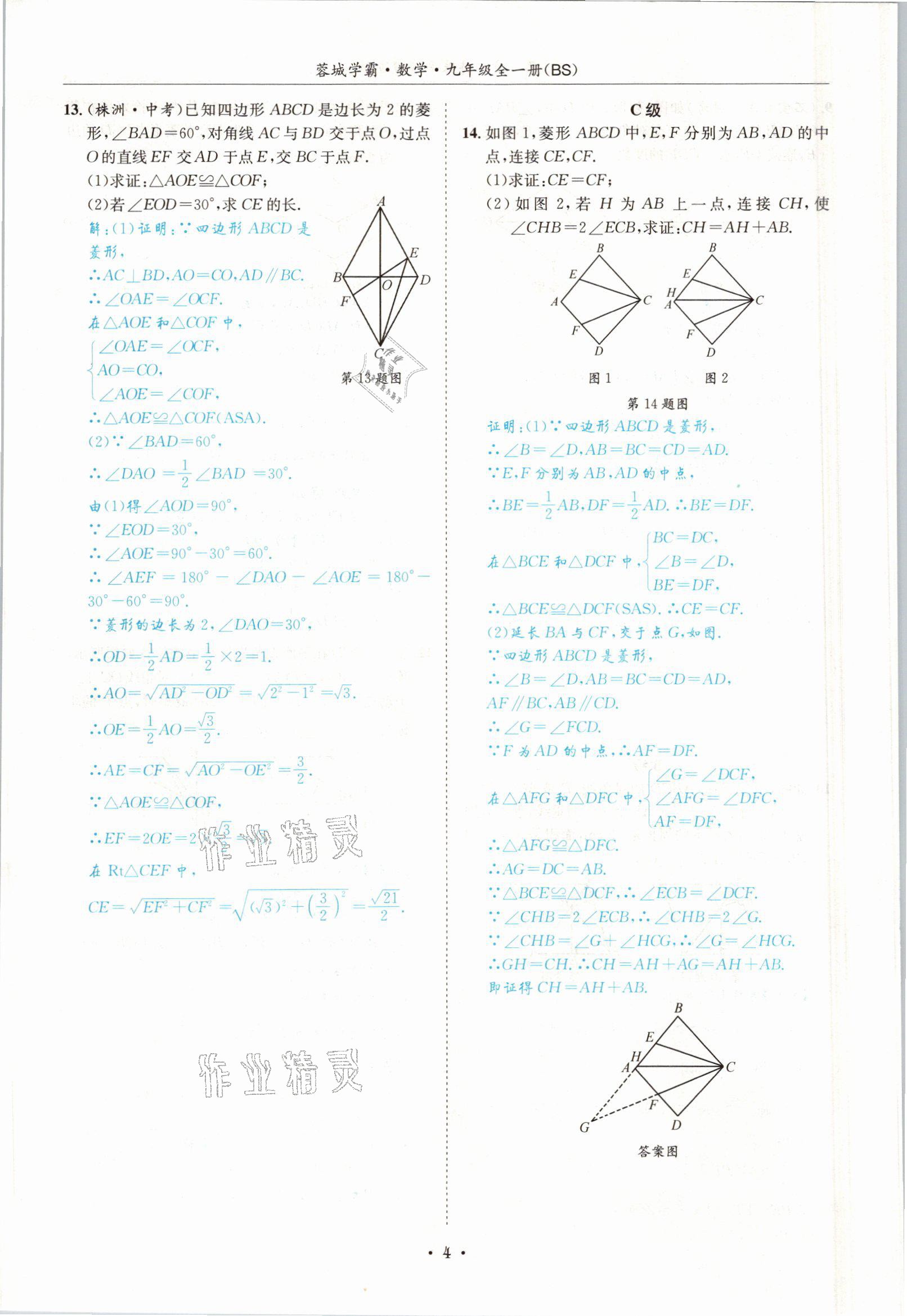 2021年蓉城學(xué)霸九年級(jí)數(shù)學(xué)全一冊(cè)北師大版 參考答案第3頁