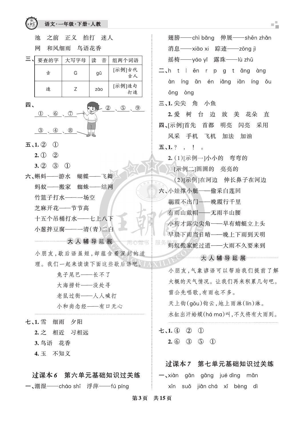 2021年王朝霞各地期末試卷精選一年級(jí)語(yǔ)文下冊(cè)人教版成都專版 參考答案第3頁(yè)