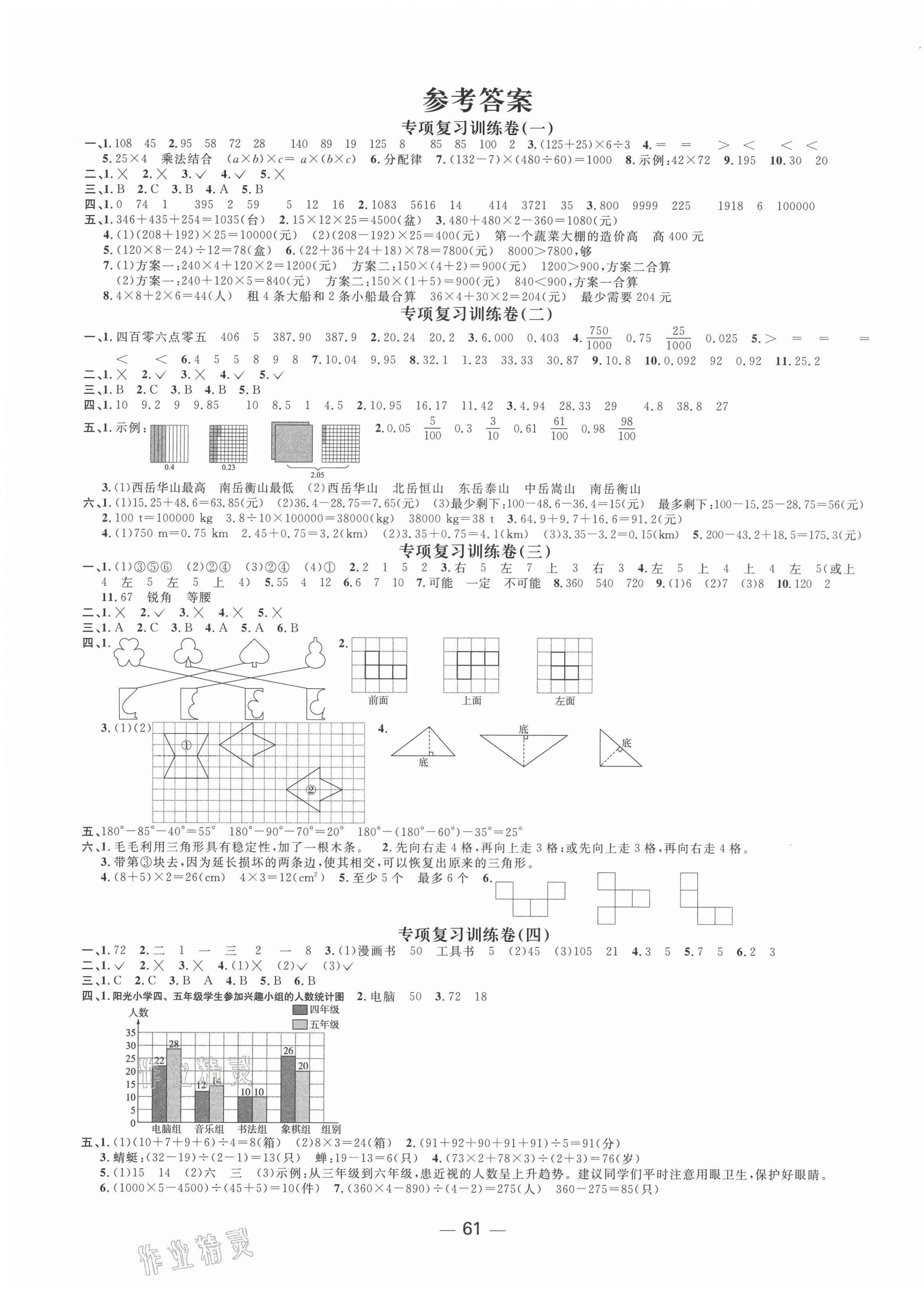 2021年陽(yáng)光同學(xué)期末復(fù)習(xí)15天沖刺100分四年級(jí)數(shù)學(xué)下冊(cè)人教版 第1頁(yè)