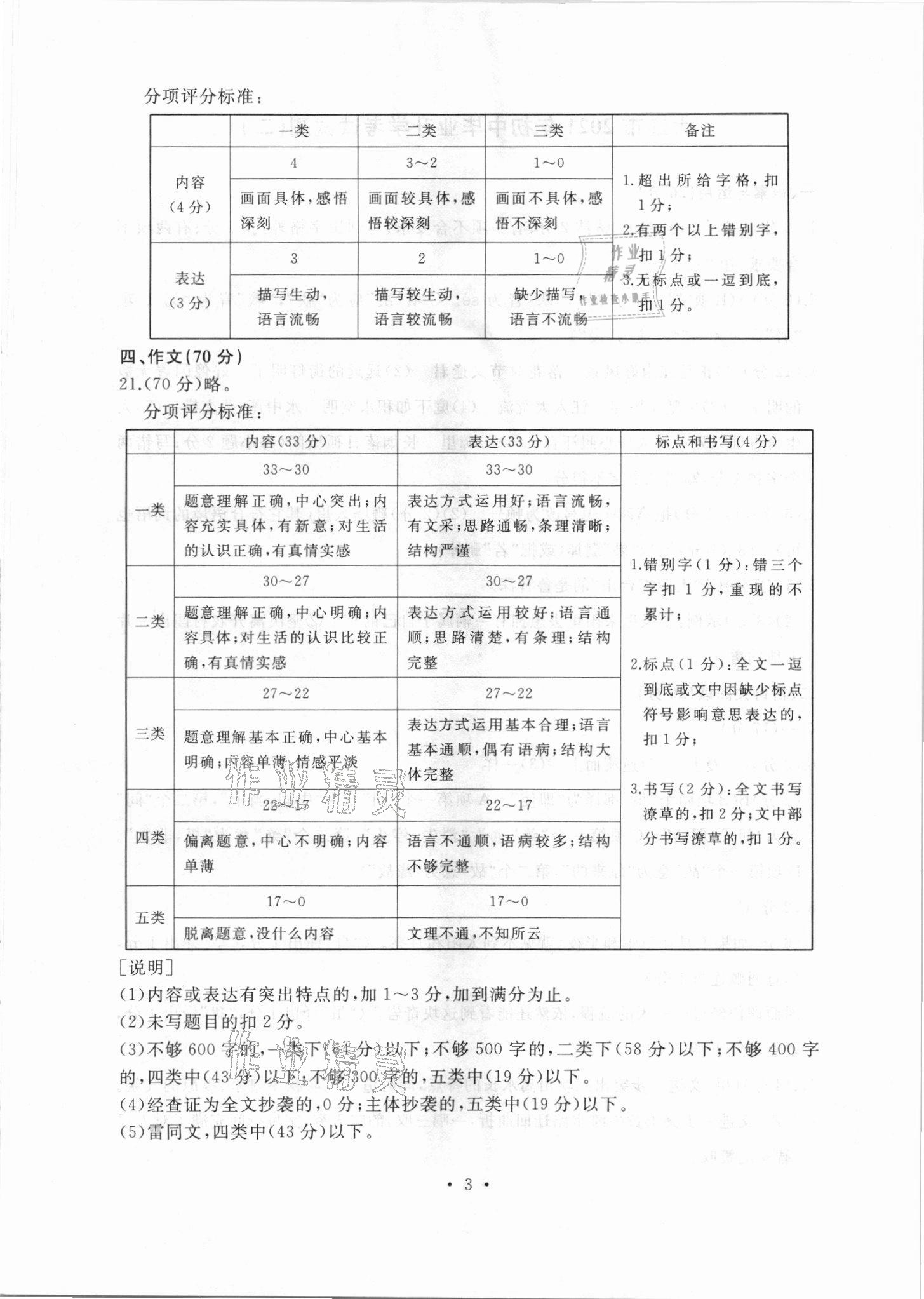 2021年中考決勝卷語(yǔ)文中考人教版 參考答案第3頁(yè)