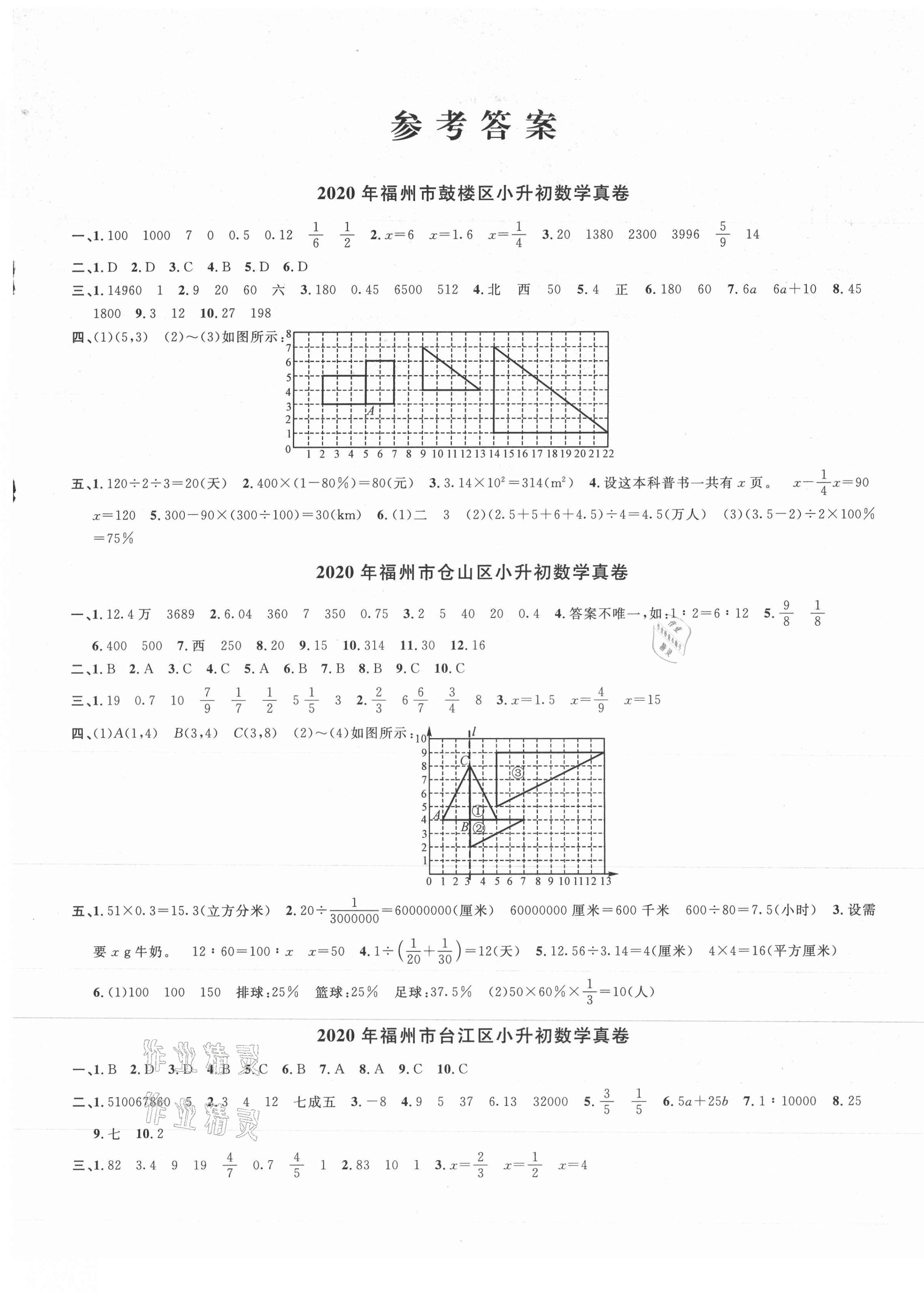 2021年福建省名校真卷小學(xué)畢業(yè)升學(xué)考試精選數(shù)學(xué) 第1頁