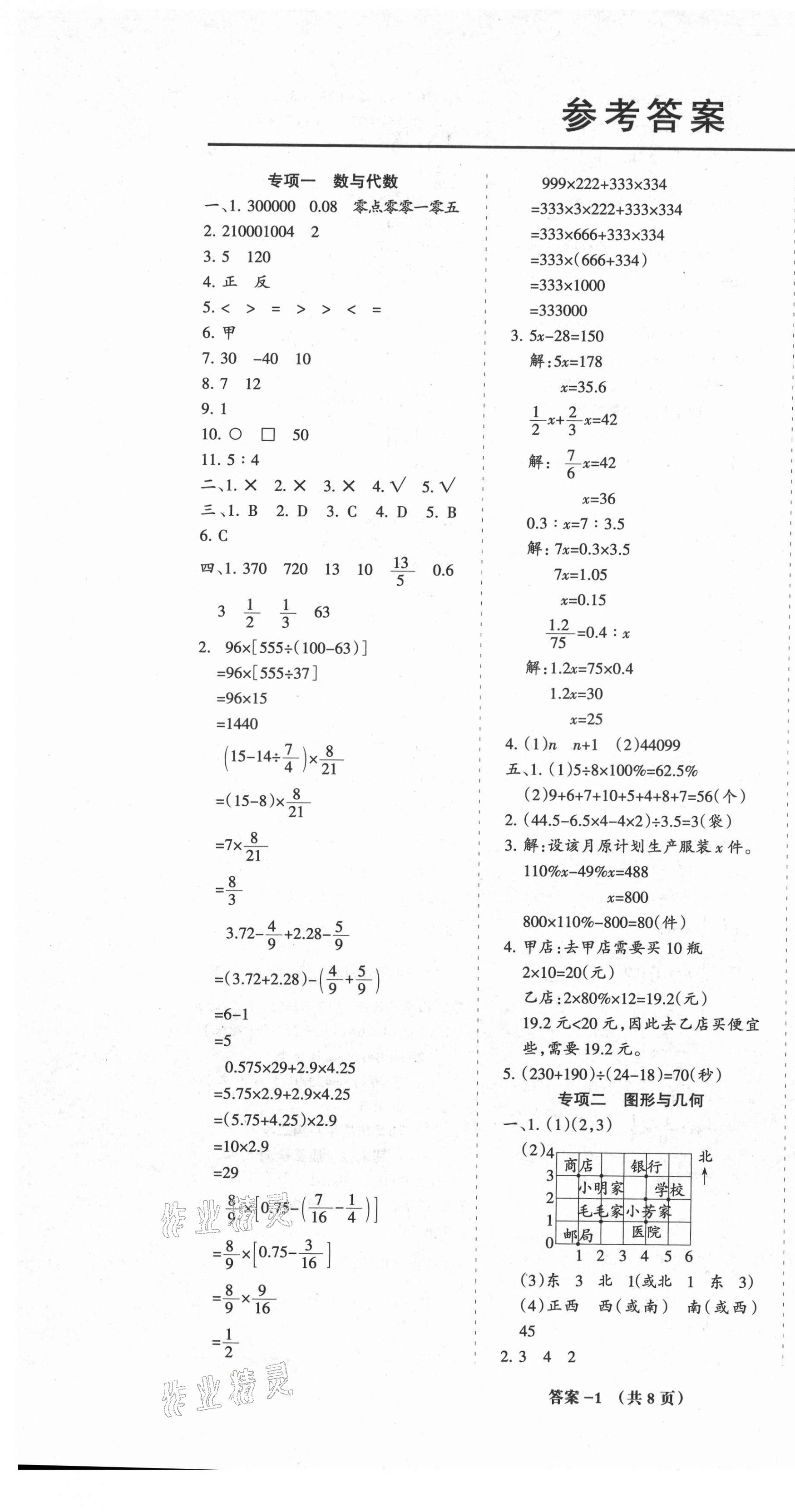 2021年小學(xué)期末總動(dòng)員六年級(jí)數(shù)學(xué)下冊(cè)冀教版河北專版 第1頁(yè)