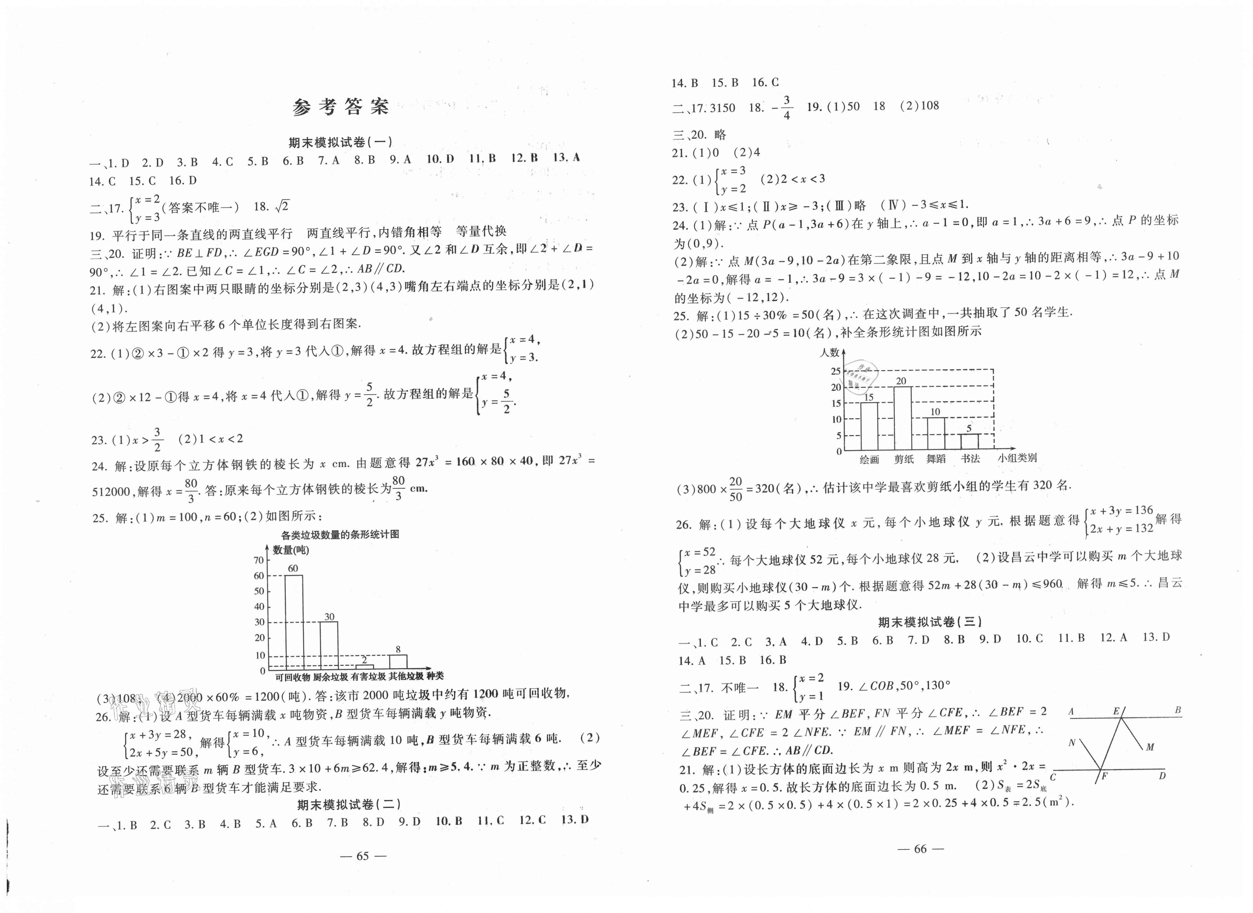 2018版期末金卷奪冠8套七年級數(shù)學下冊人教版 第1頁