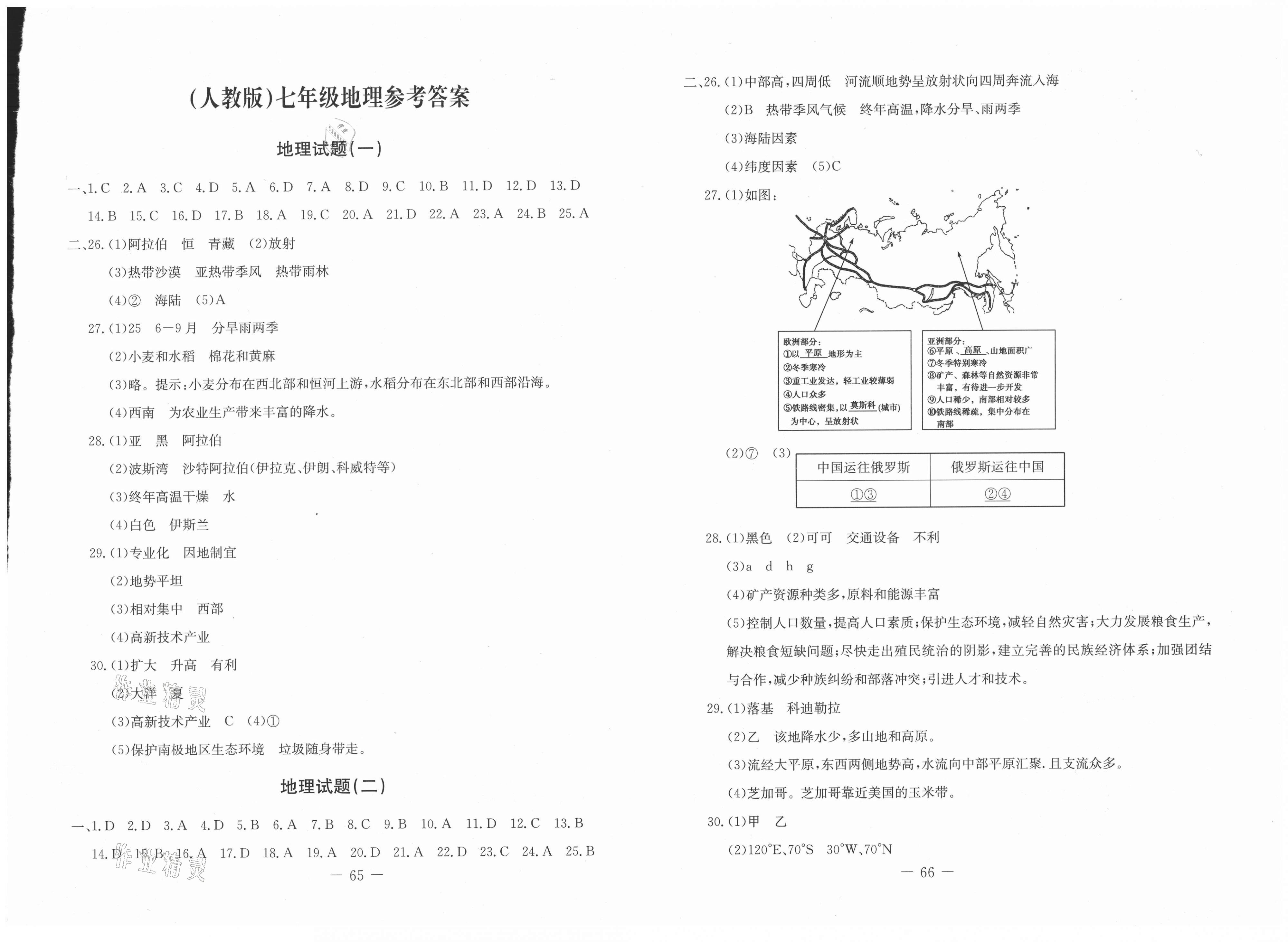 2019版創(chuàng)新思維期末快遞黃金8套七年級地理下冊人教版 第1頁