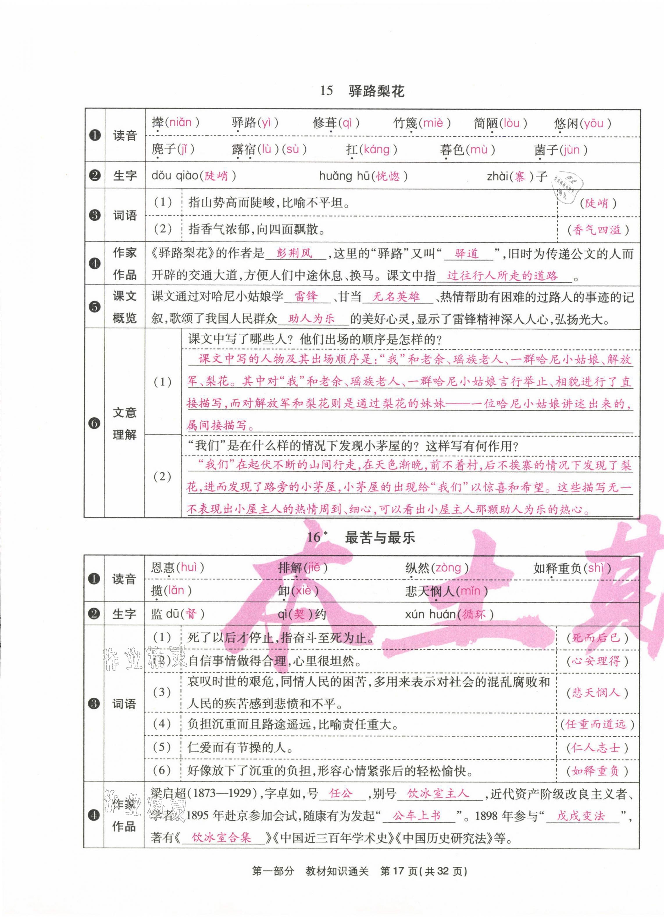2021年云南本土期末卷七年級語文下冊人教版 第17頁