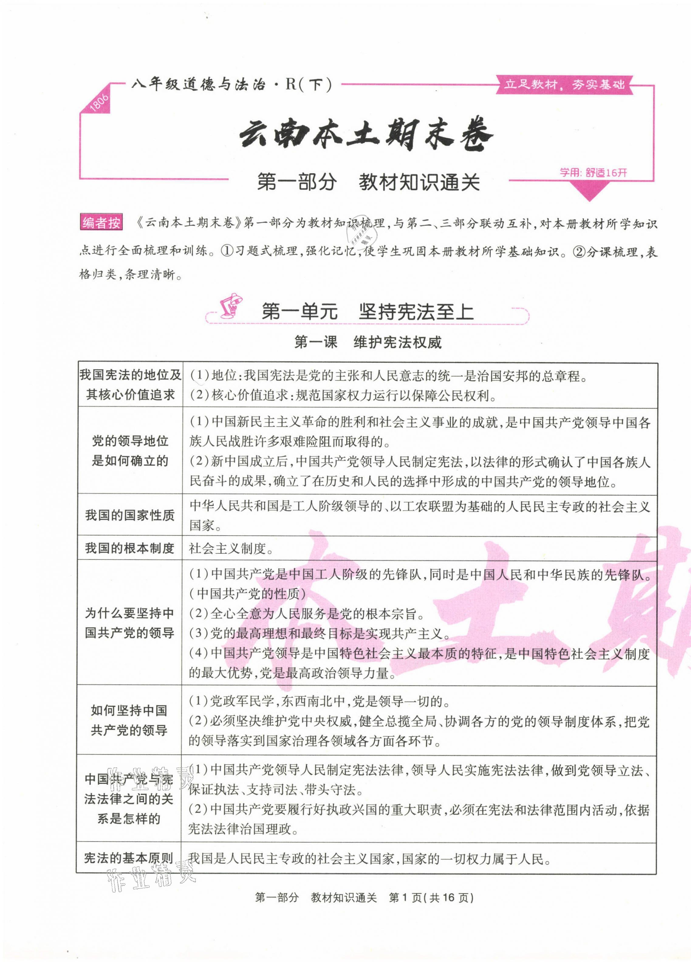 2021年云南本土期末卷八年級道德與法治下冊人教版 第1頁
