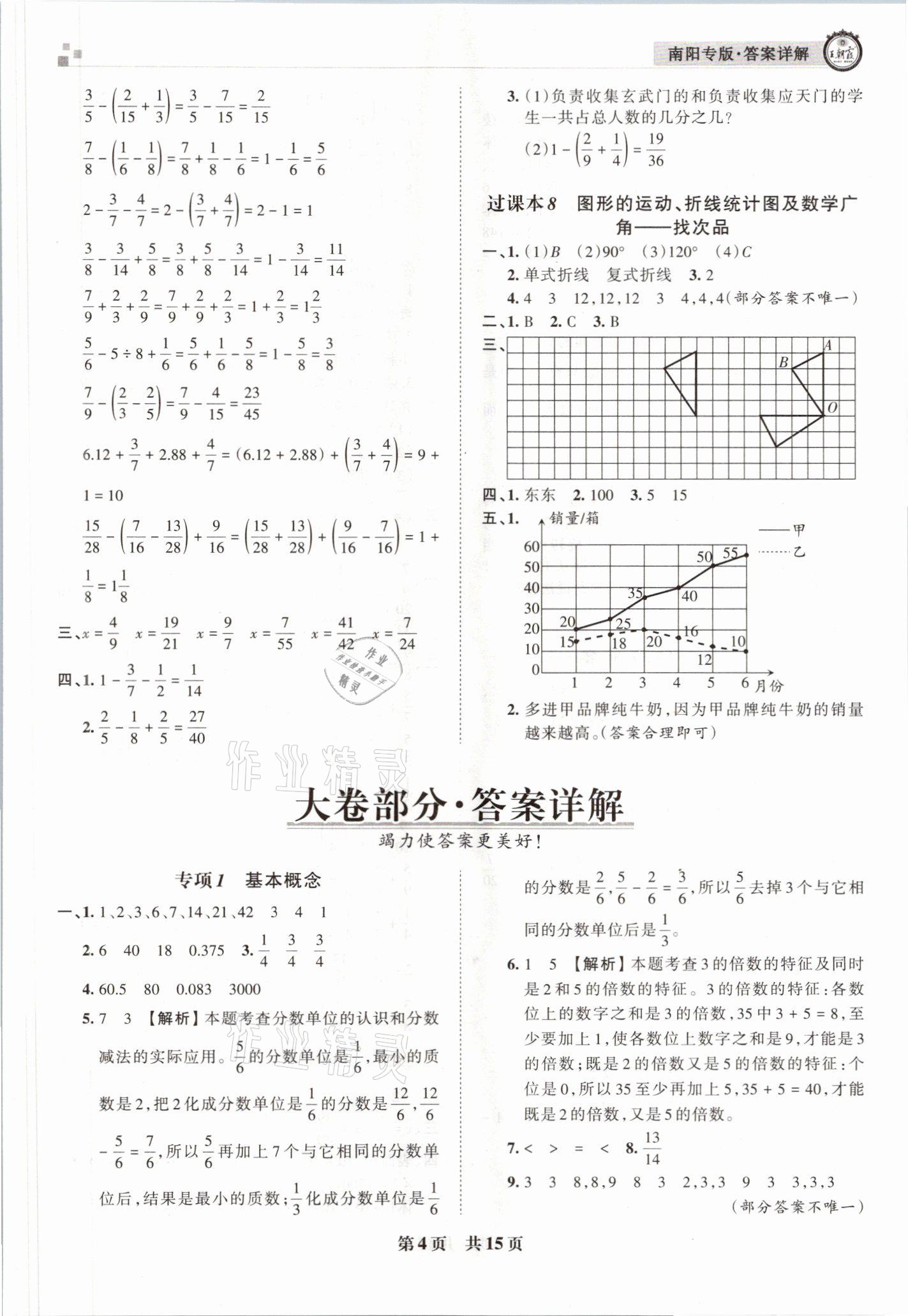 2021年王朝霞期末真题精编五年级数学下册人教版南阳专版 参考答案第4页