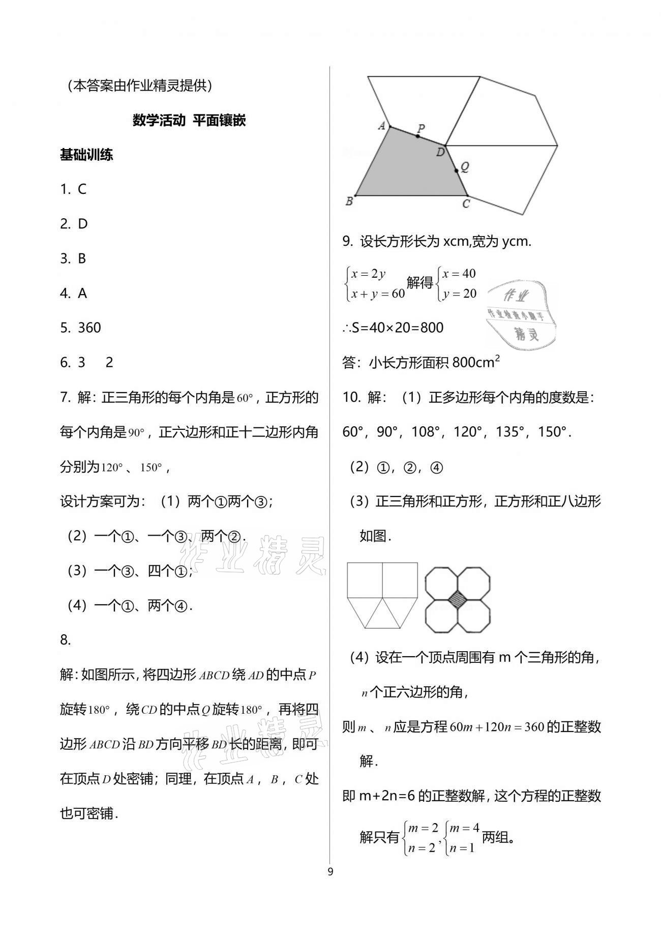 2021年初中数学活页练习八年级上册人教版西安出版社 参考答案第9页