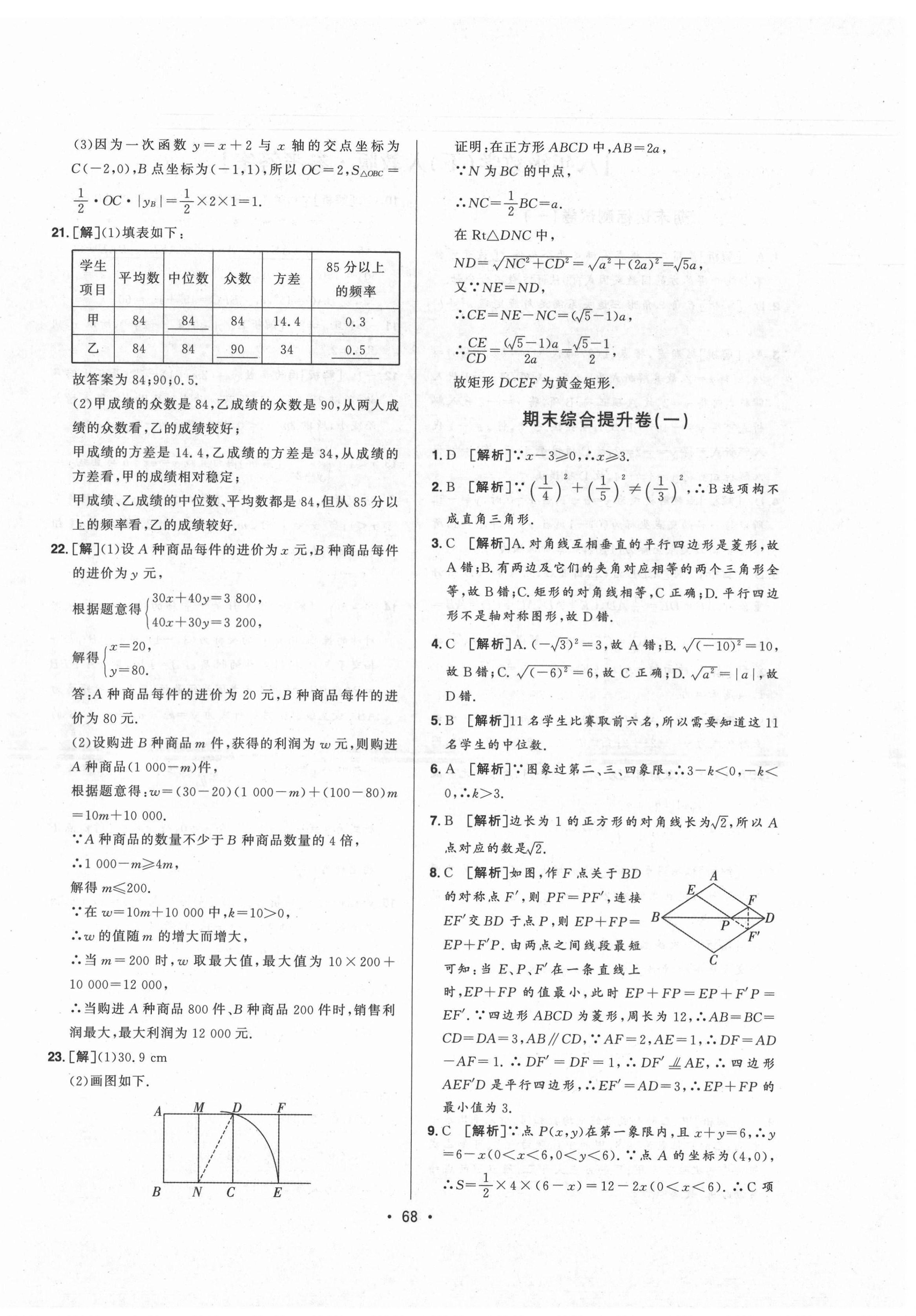 2021年期末99加1活頁卷八年級(jí)數(shù)學(xué)下冊(cè)人教版山西專版 第4頁