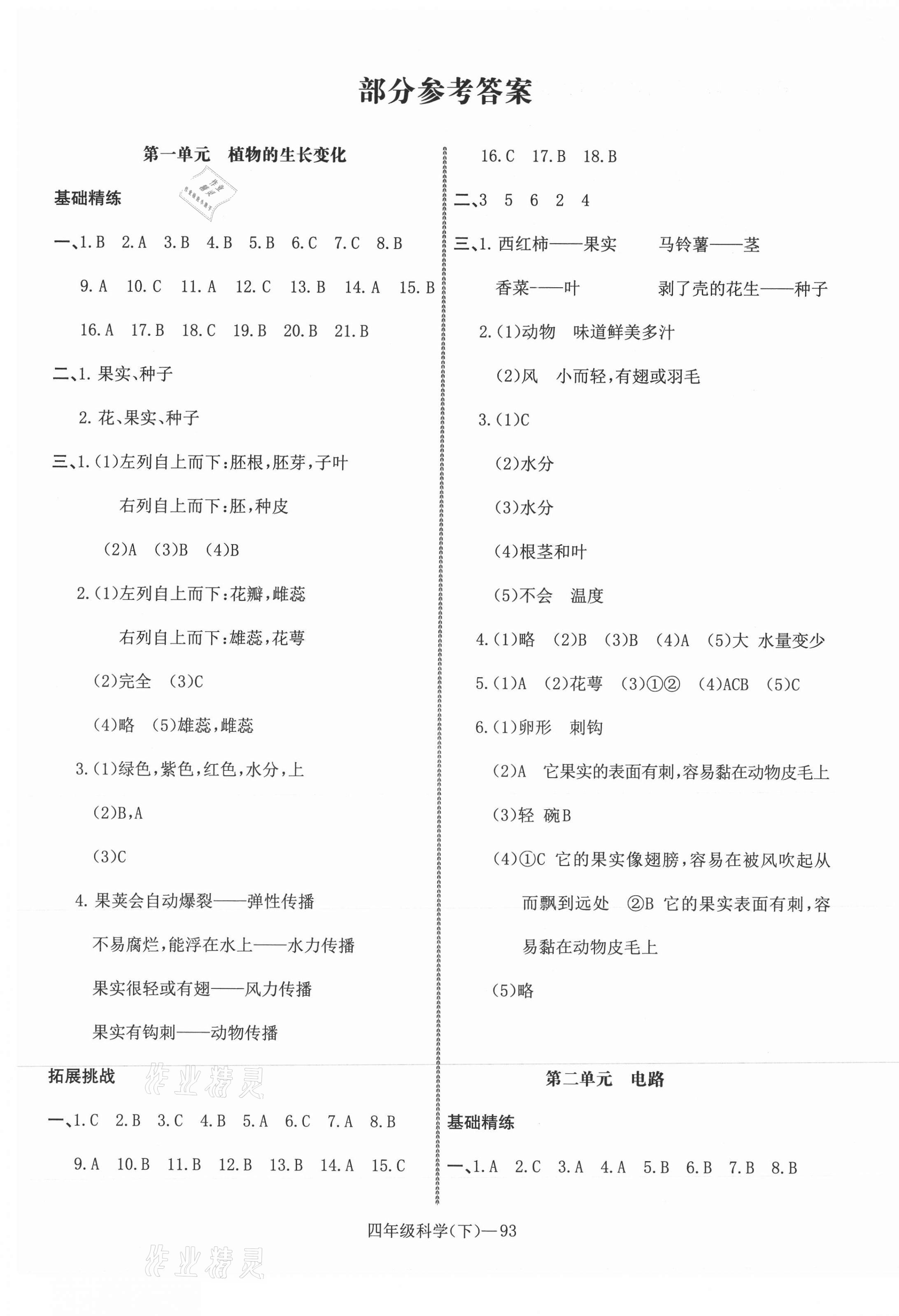 2021年小學(xué)期末加油站四年級(jí)科學(xué)下冊教科版 第1頁