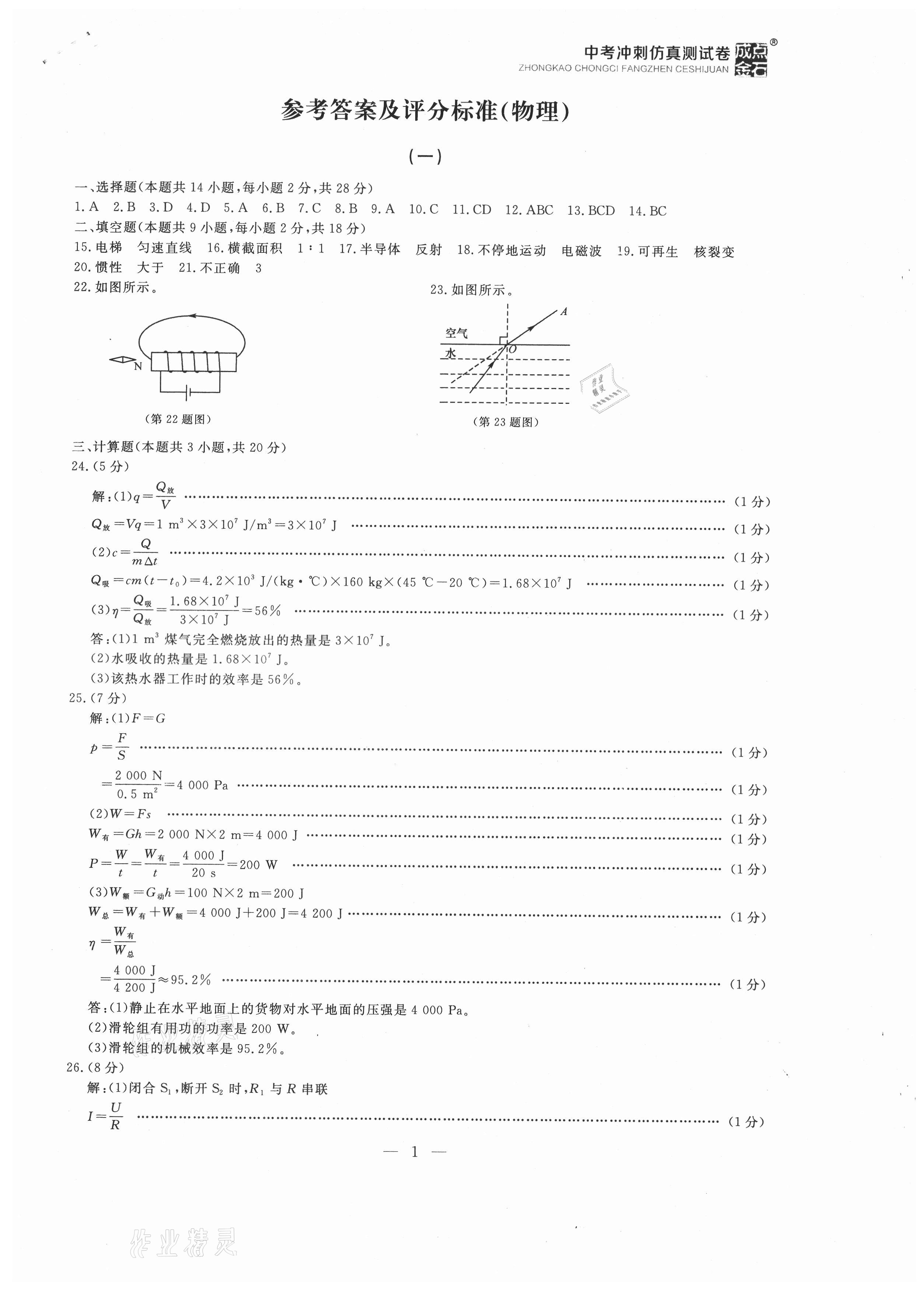 2021年大连中考冲刺仿真测试卷物理 第1页