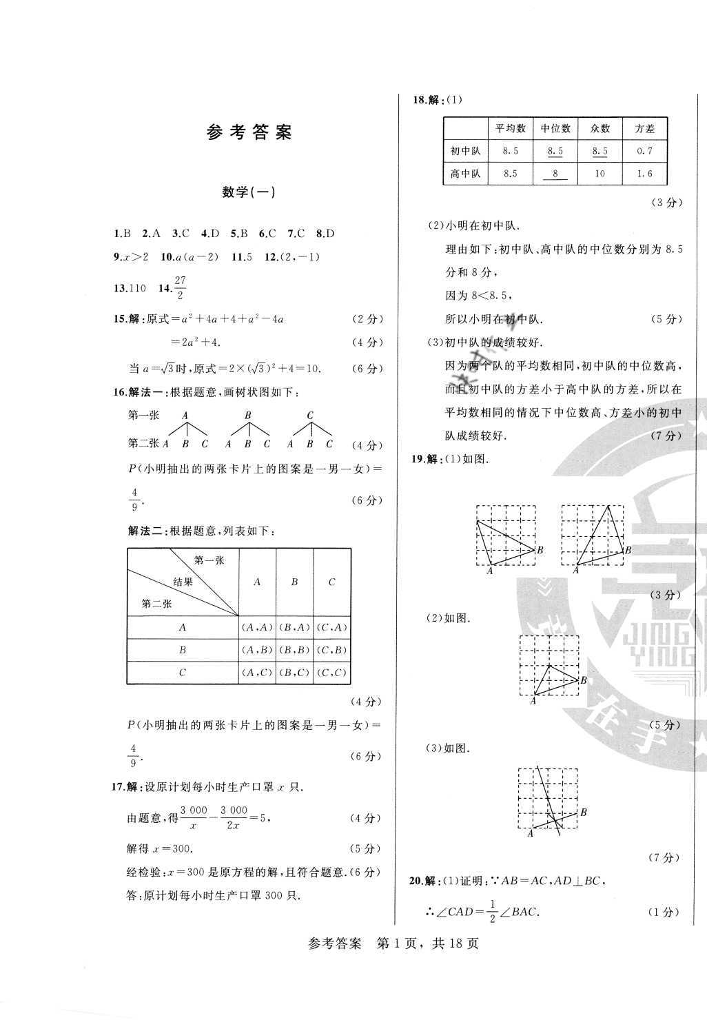 2021年逐夢芳華初中畢業(yè)生考前沖刺卷數(shù)學(xué)長春專版 第1頁