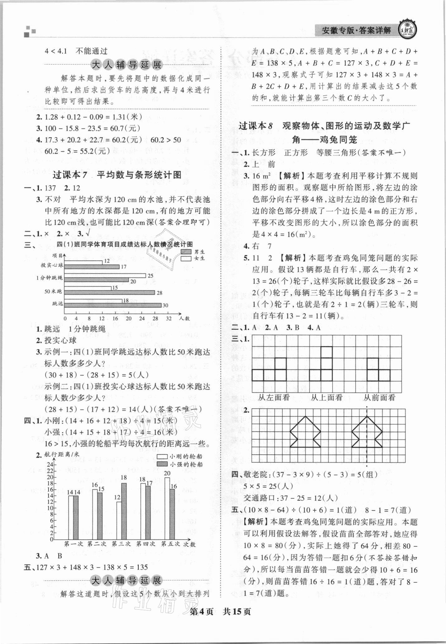 2021年王朝霞期末試卷研究四年級(jí)數(shù)學(xué)下冊(cè)人教版安徽專版 參考答案第4頁