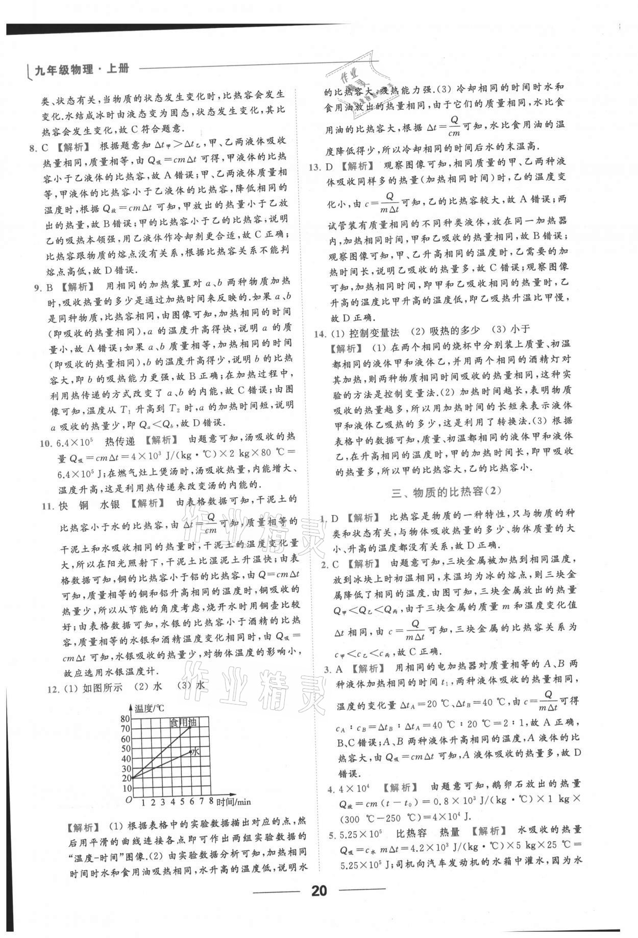 2021年亮點(diǎn)給力提優(yōu)課時(shí)作業(yè)本九年級(jí)物理上冊(cè)蘇科版 參考答案第20頁