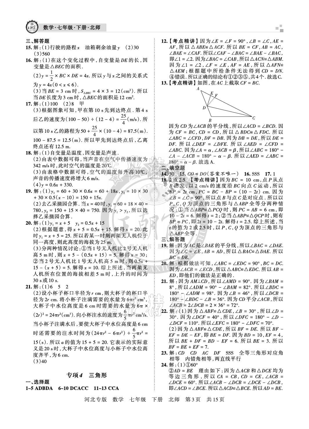 2021年王朝霞各地期末試卷精選七年級(jí)數(shù)學(xué)下冊(cè)北師大版河北專版 參考答案第3頁(yè)