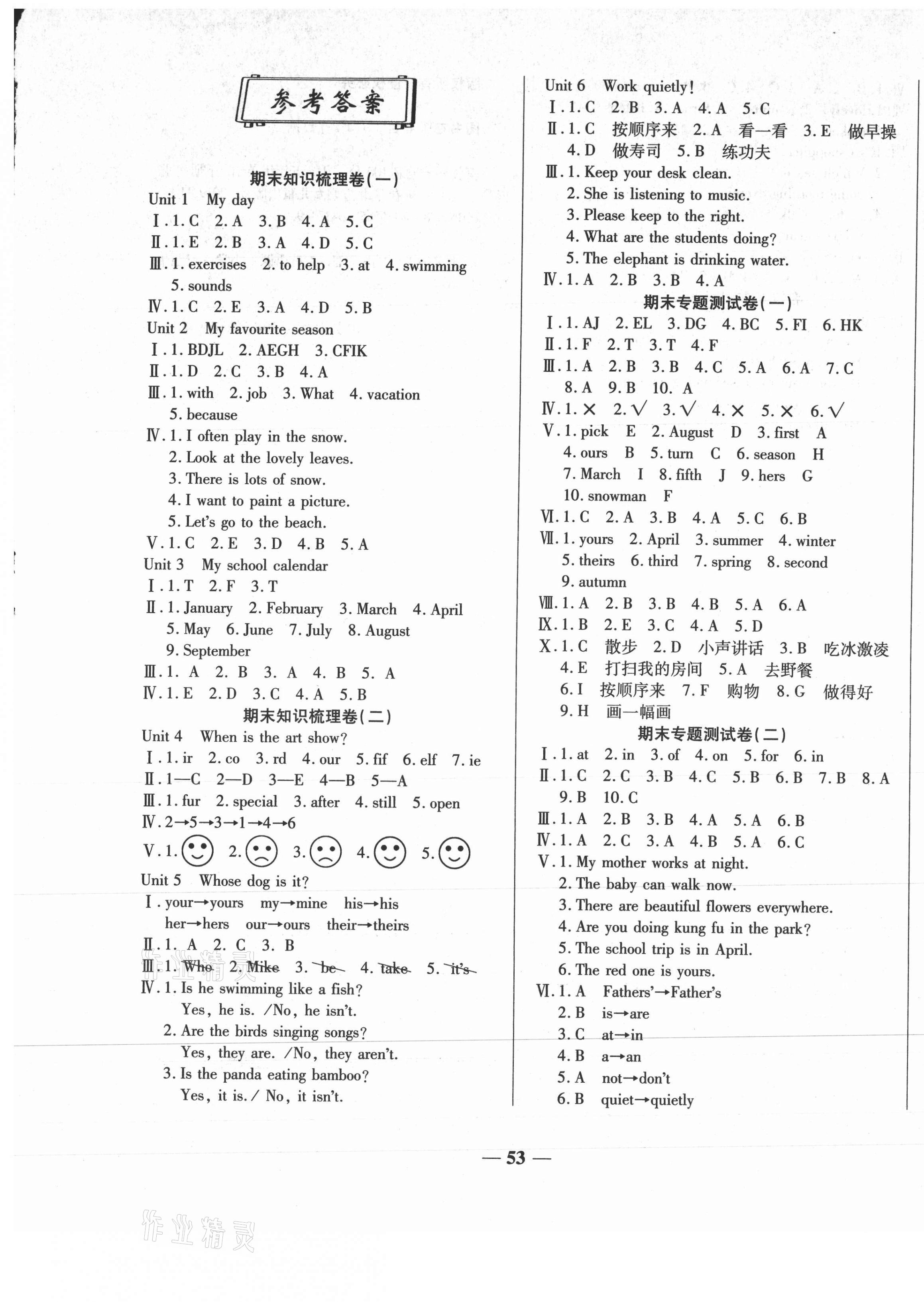 2021年聚優期末沖刺100分五年級英語下冊人教版 第1頁