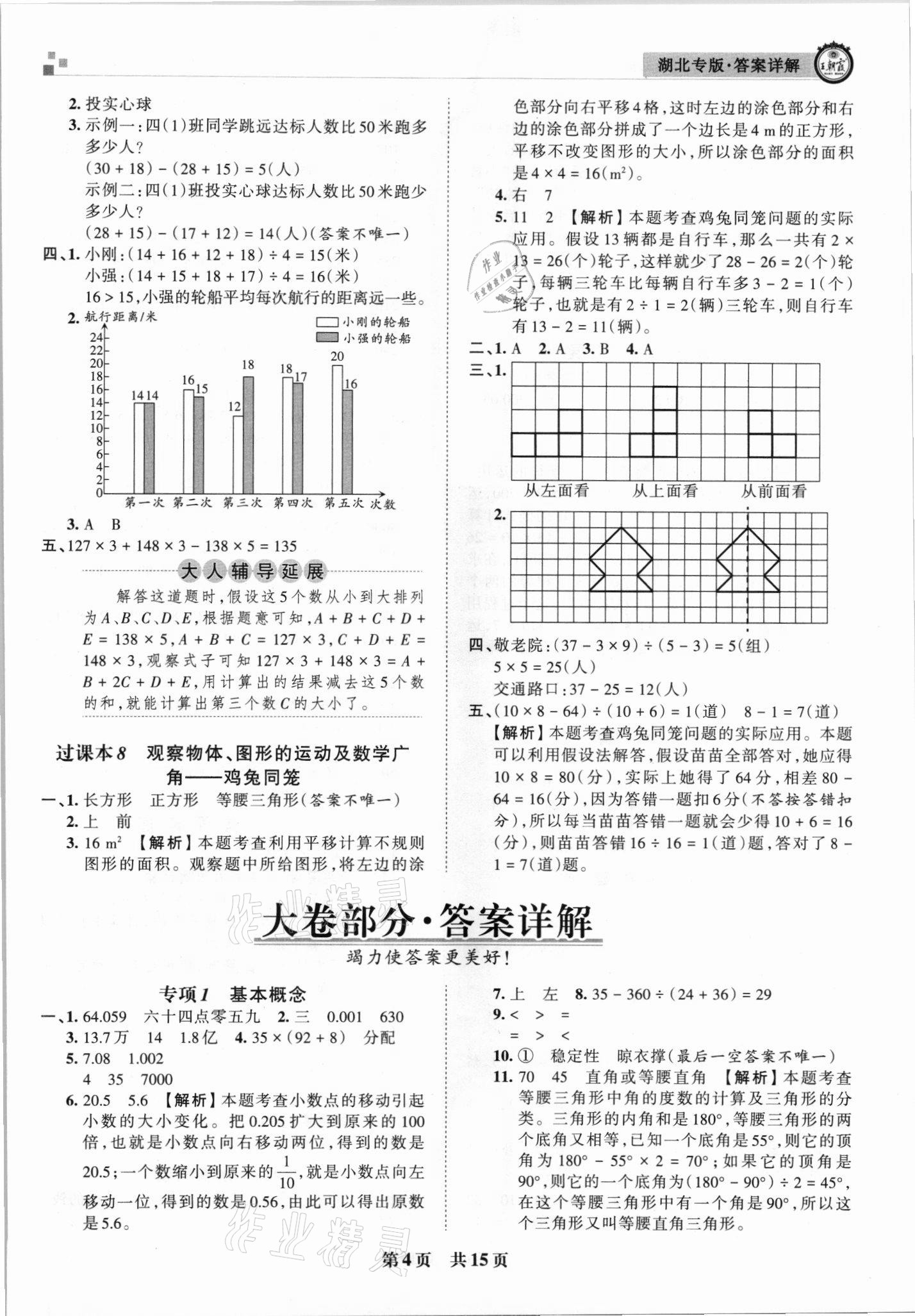 2021年王朝霞各地期末試卷精選四年級數學下冊人教版 參考答案第4頁