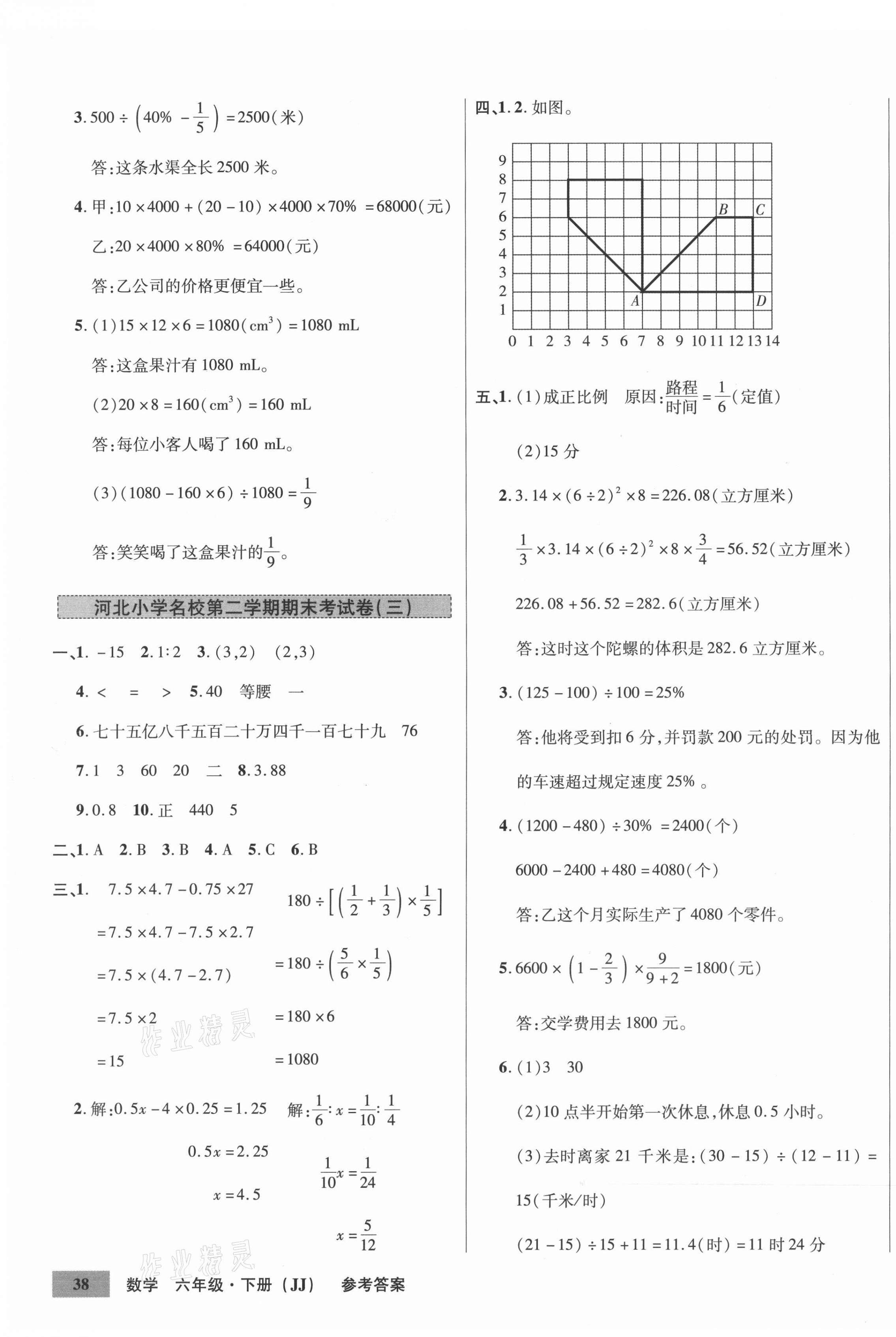 2021年期末卷匯編六年級(jí)數(shù)學(xué)下冊冀教版 第3頁