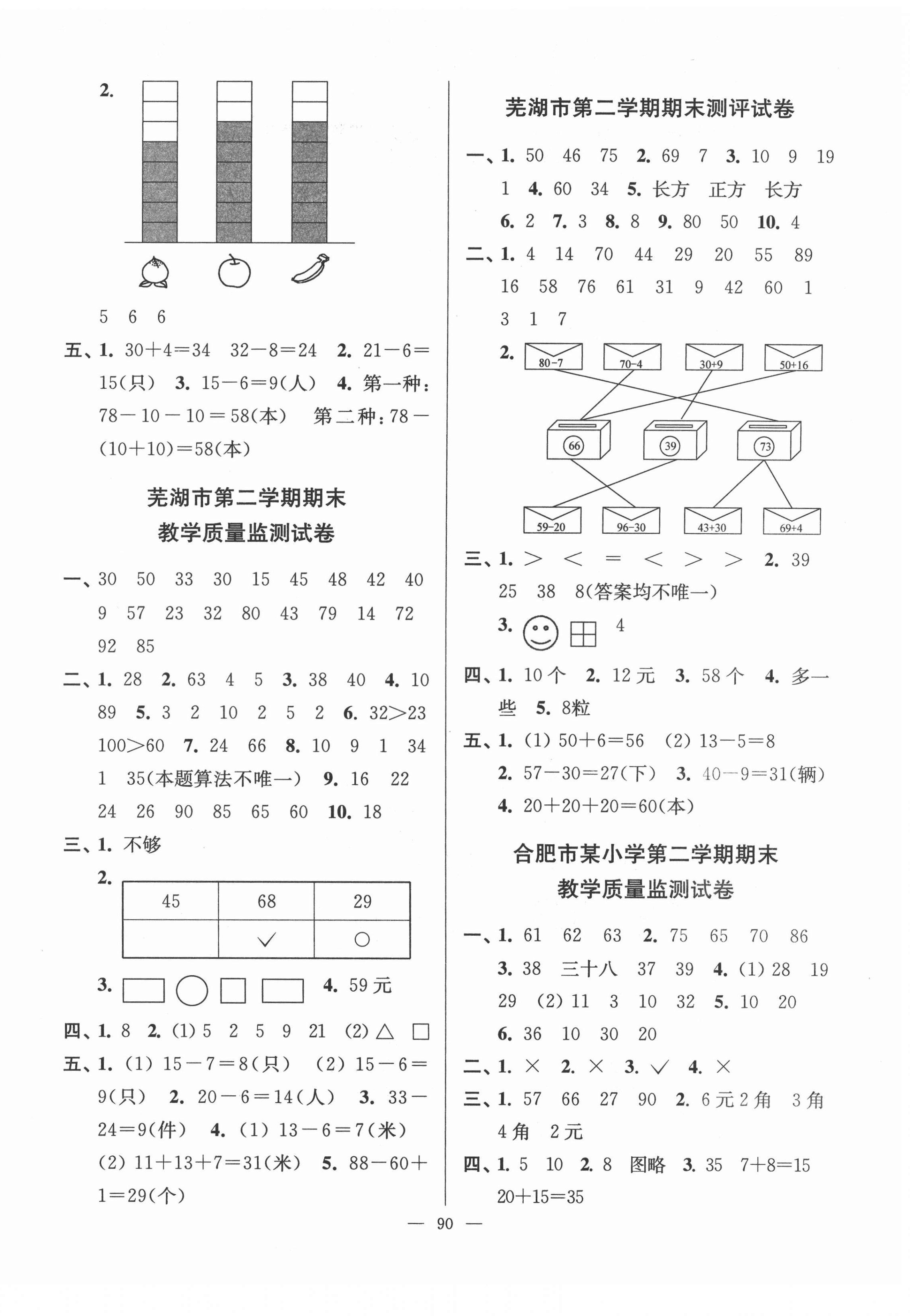 2021年超能學(xué)典各地期末試卷精選一年級數(shù)學(xué)下冊人教版安徽專版 第2頁