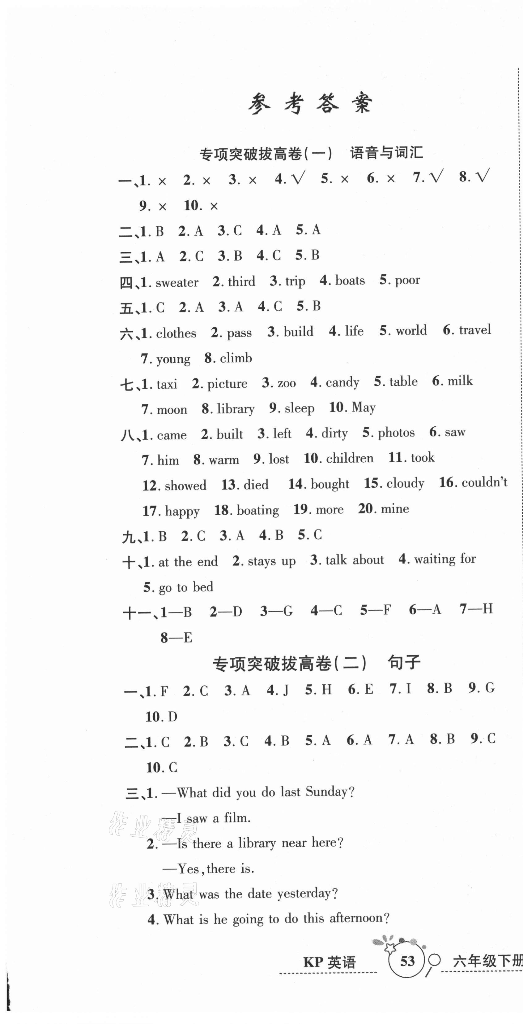 2021年期末名校大聯考六年級英語下冊 第1頁