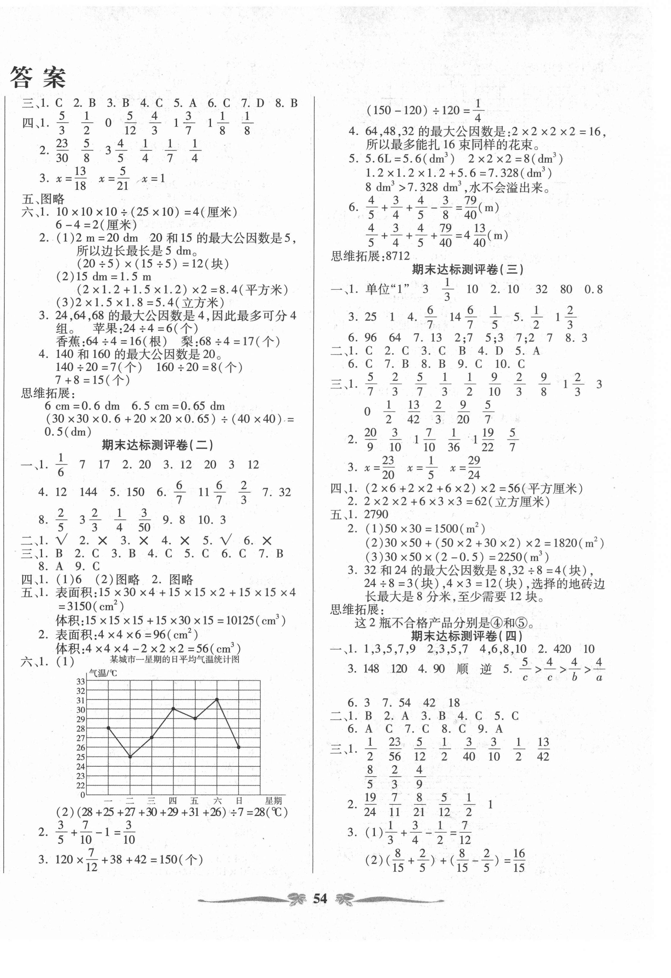 2021年小学生名校百分卷期末100分五年级数学下册人教版 第2页