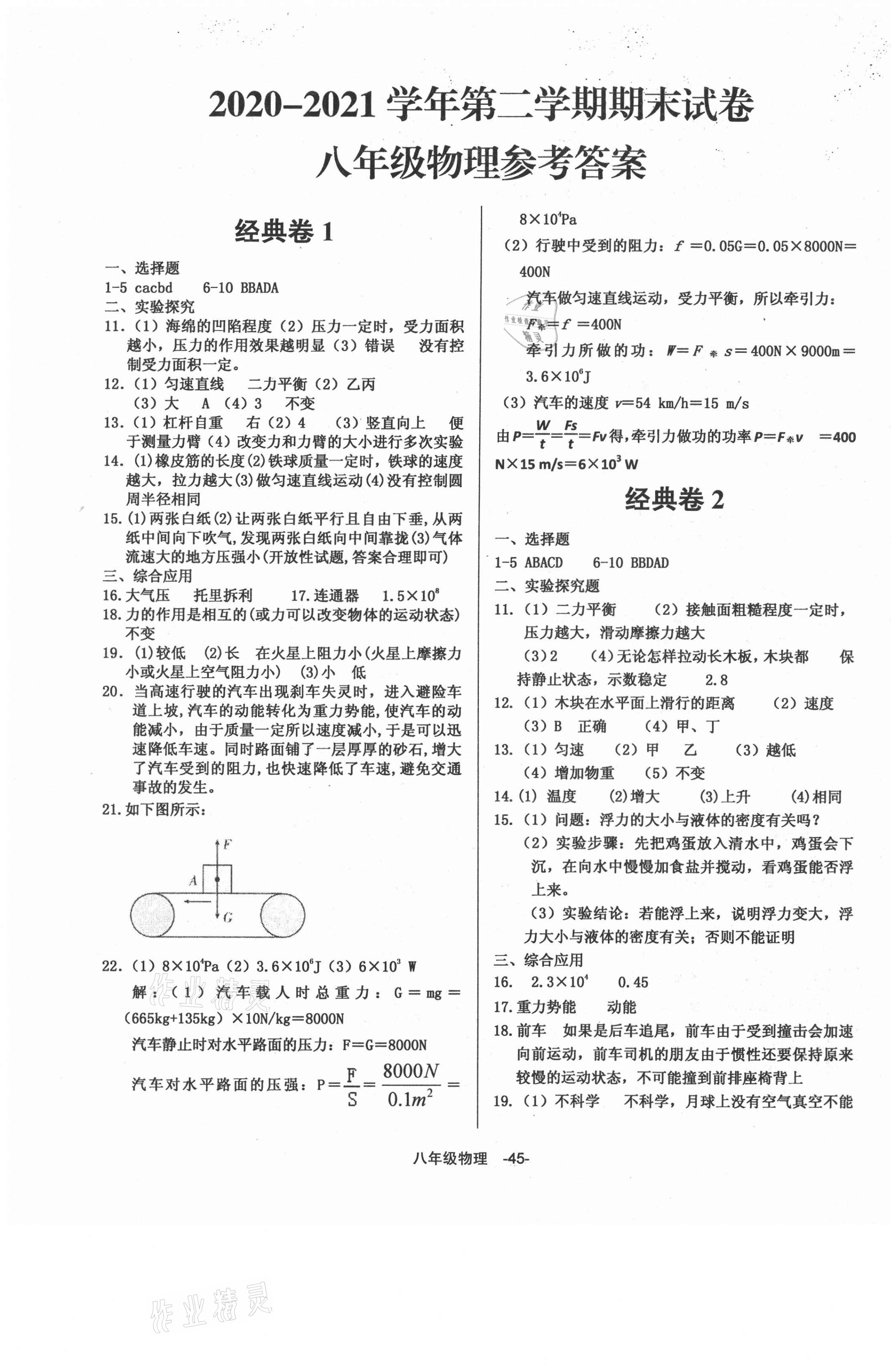 2021年全新版期末經(jīng)典卷八年級(jí)物理下冊(cè)人教版 第1頁