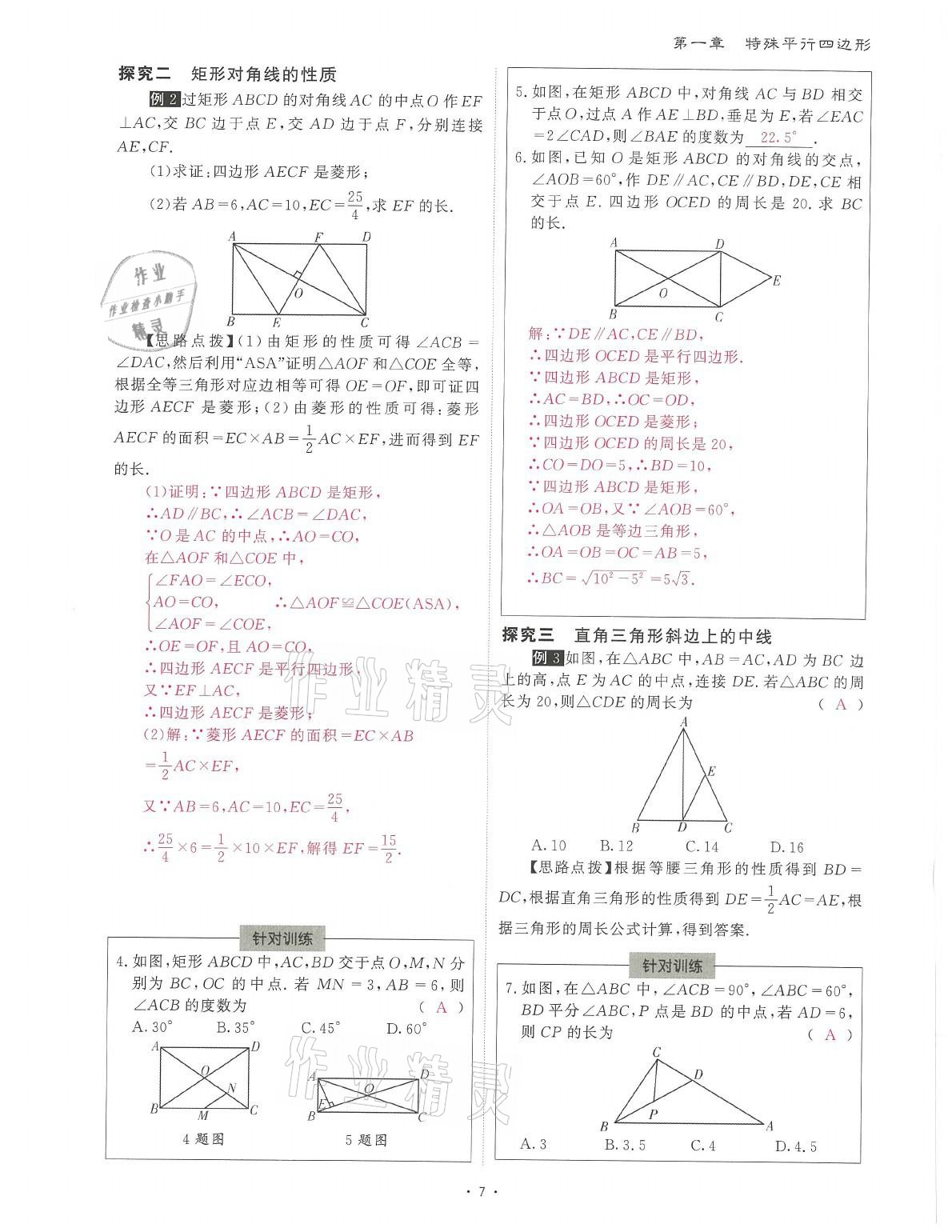 2021年蓉城课堂给力A加九年级数学全一册北师大版 参考答案第20页