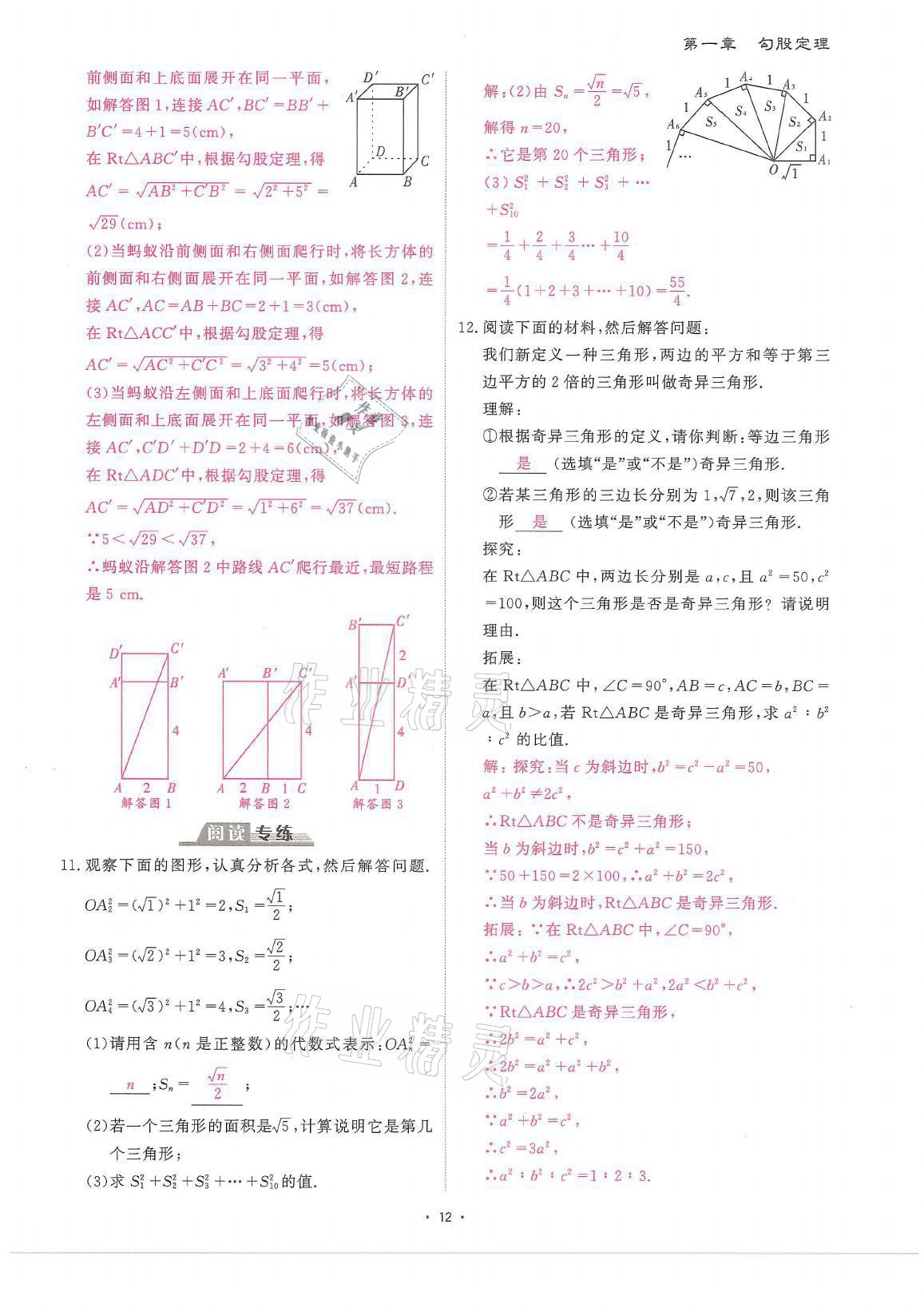 2021年蓉城优课堂给力A加八年级数学上册北师大版 参考答案第12页