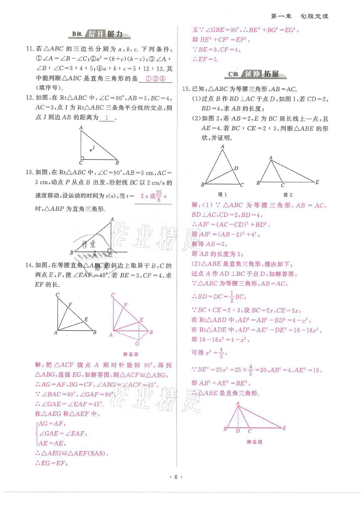 2021年蓉城优课堂给力A加八年级数学上册北师大版 参考答案第6页