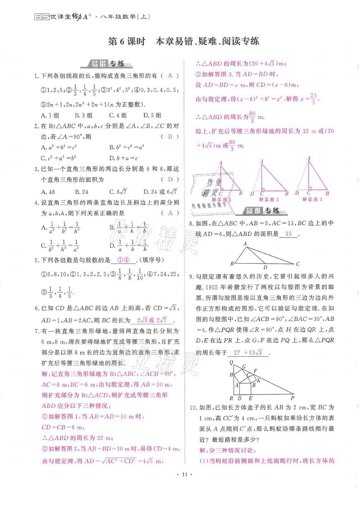 2021年蓉城优课堂给力A加八年级数学上册北师大版 参考答案第11页