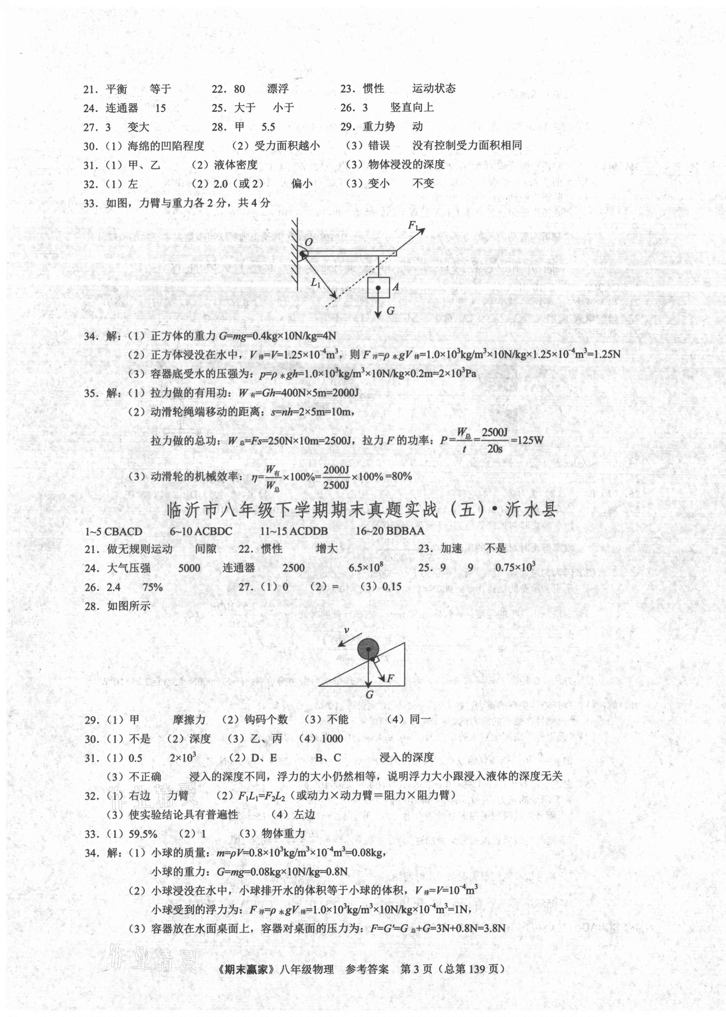 2021年期末贏家八年級物理下冊滬科版臨沂專版 第3頁