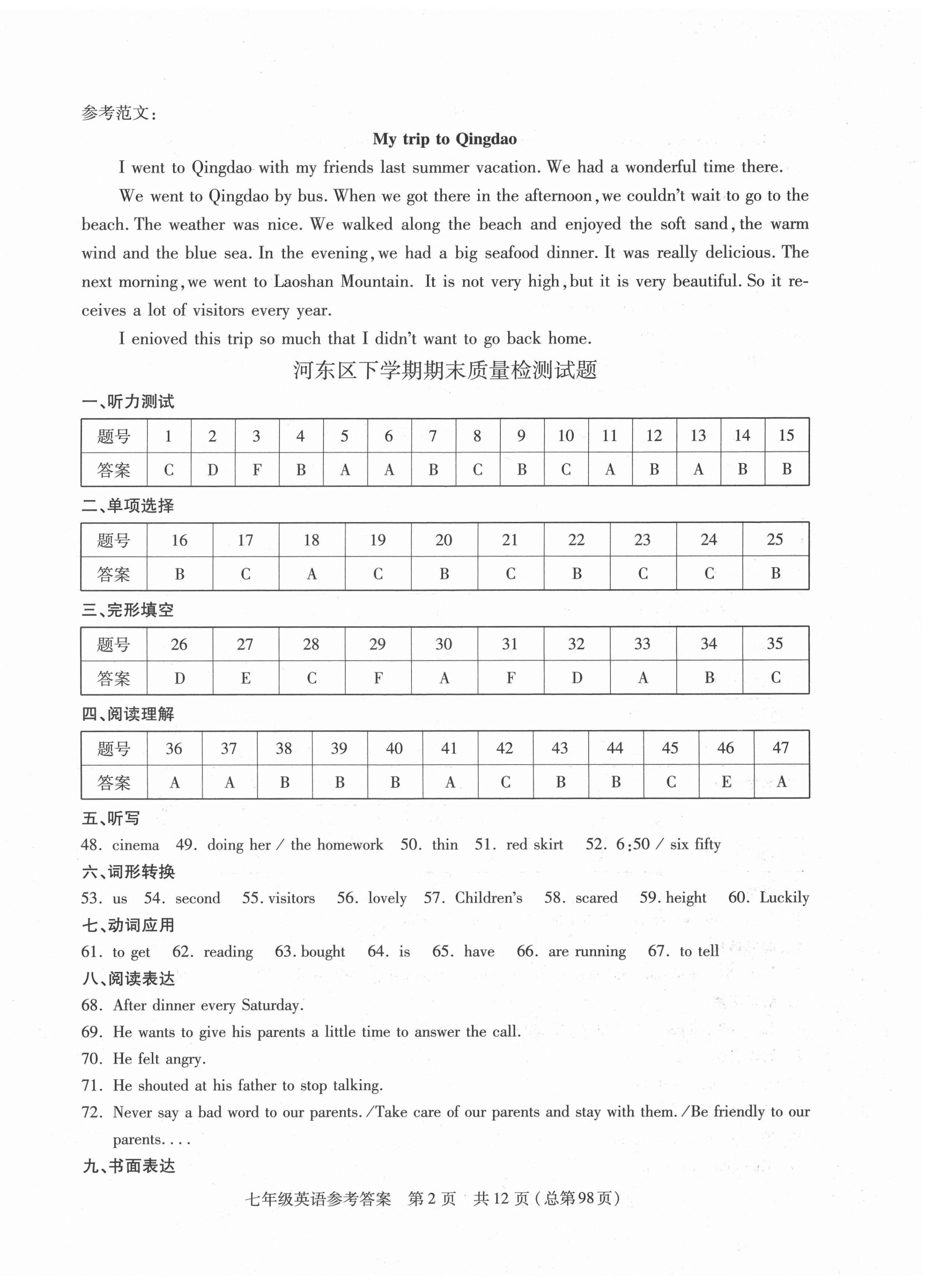 2021年輕松贏考開明出版社七年級英語下冊人教版臨沂專版 第2頁