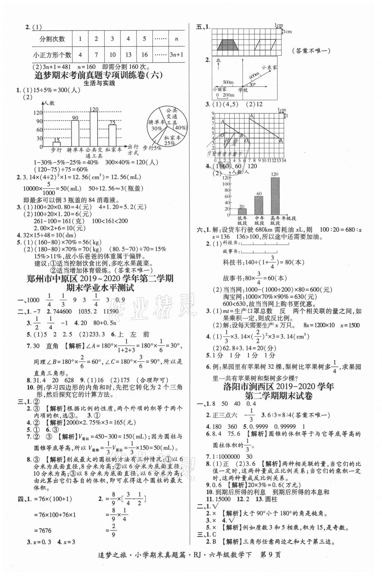 2021年追夢之旅小學(xué)期末真題篇六年級(jí)數(shù)學(xué)下冊(cè)人教版河南專版 第2頁