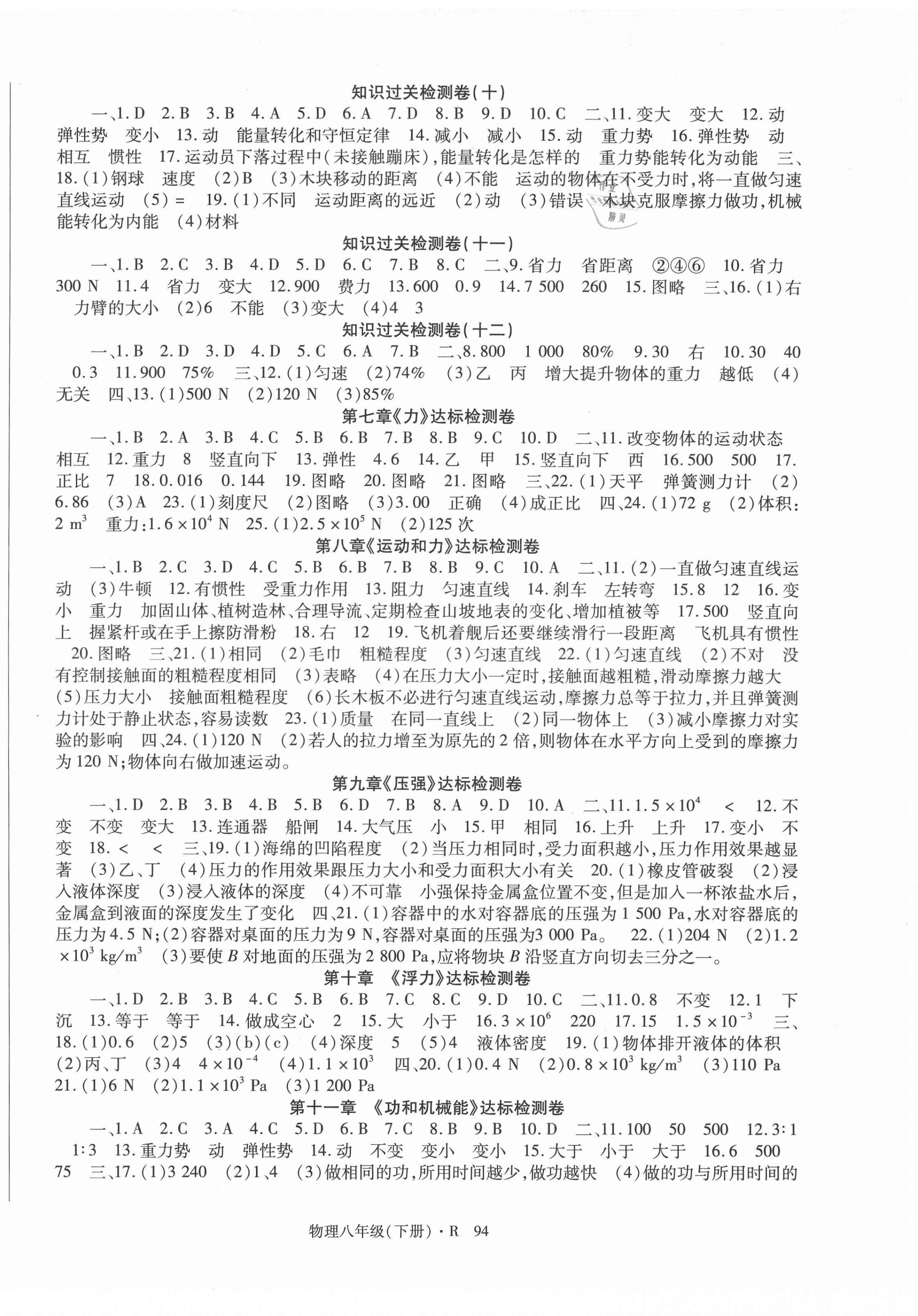 2021年巴蜀密卷状元1卷通八年级物理下册人教版 第2页