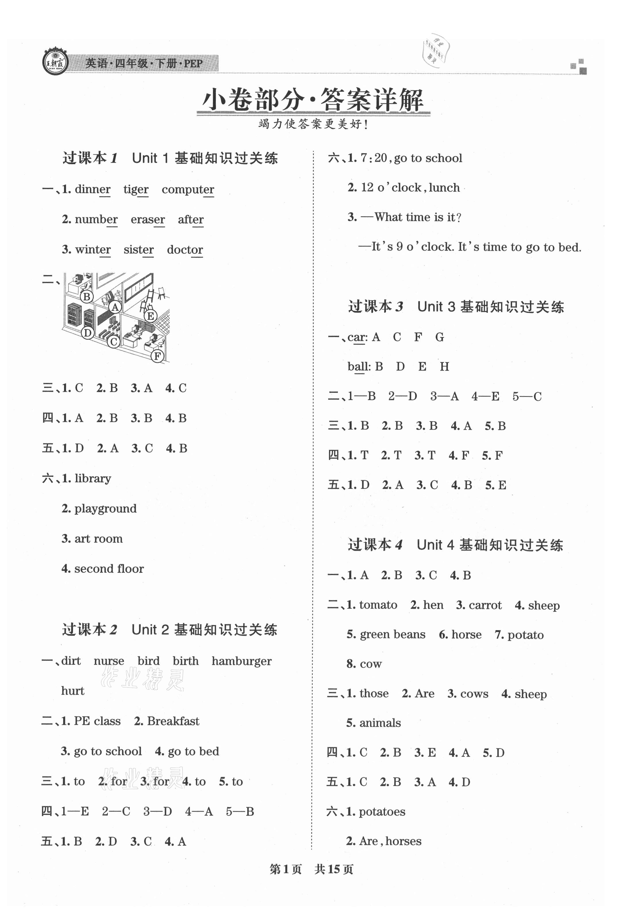 2021年王朝霞期末真題精編四年級(jí)英語下冊(cè)人教版安濮專版 參考答案第1頁