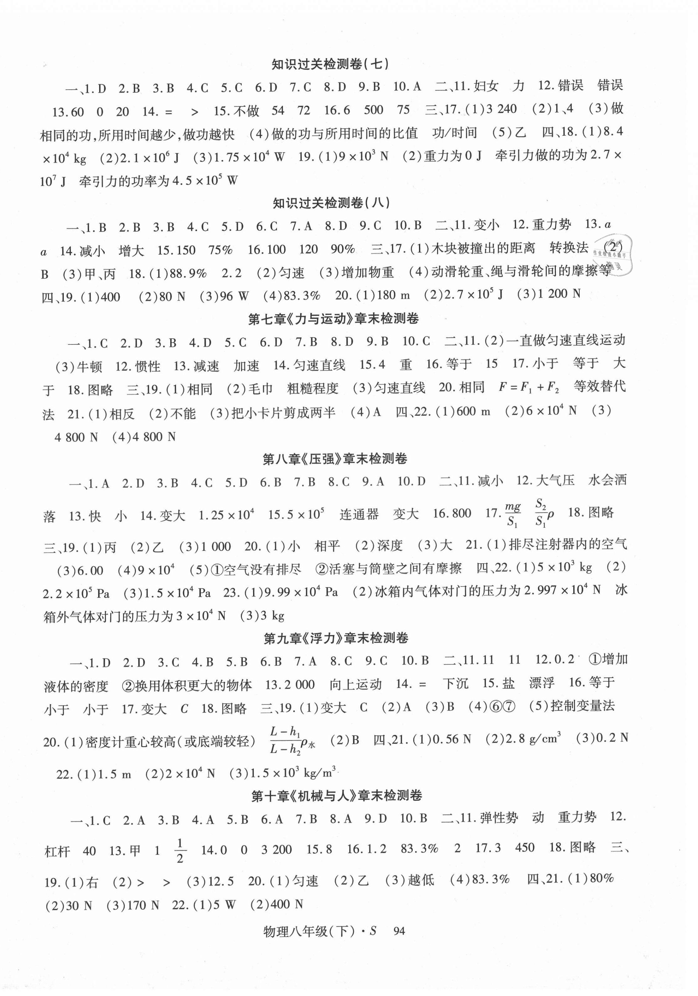 2021年巴蜀密卷状元1卷通八年级物理下册沪科版 第2页