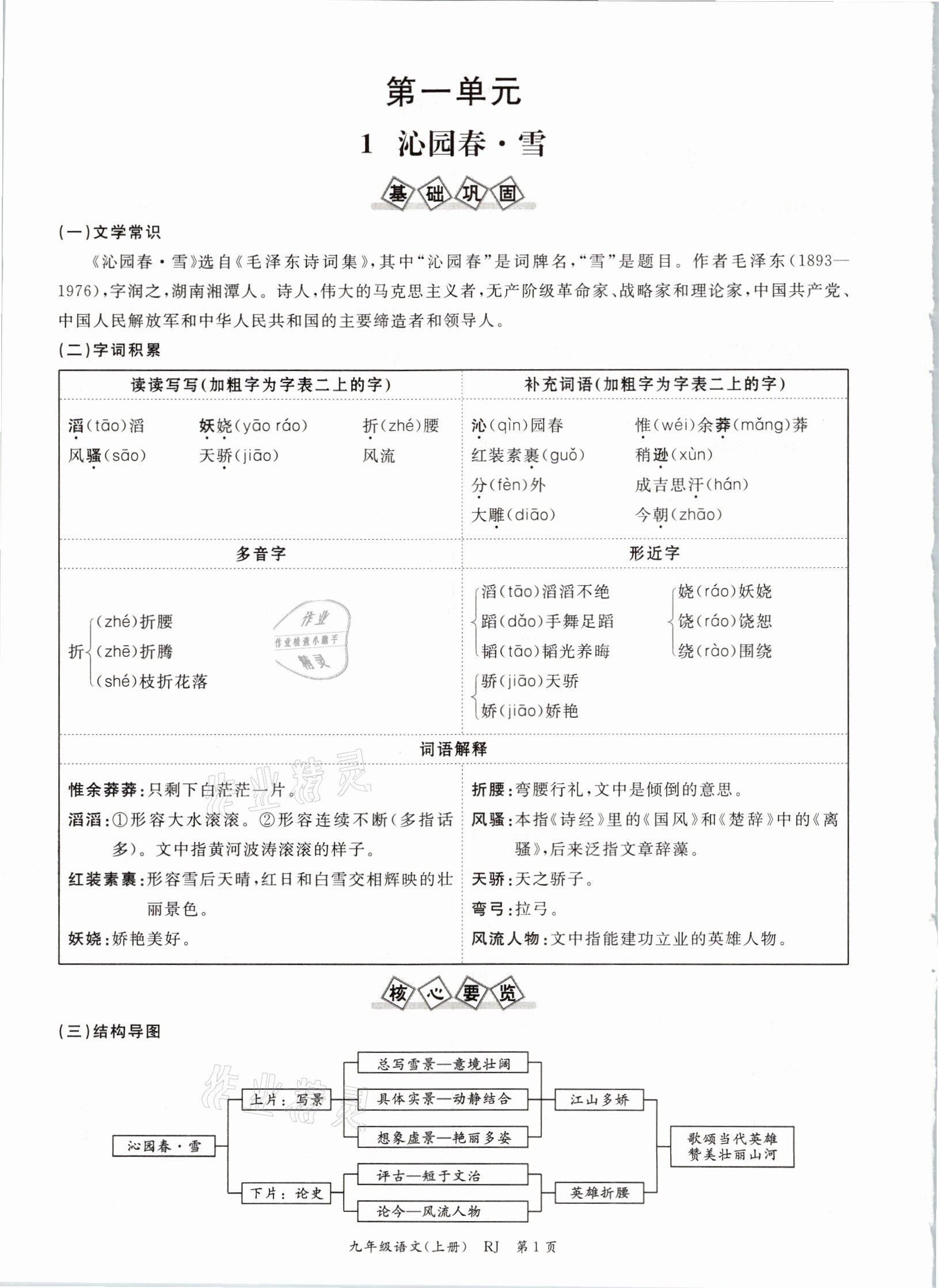 2021年啟航新課堂九年級(jí)語文上冊(cè)人教版 參考答案第5頁