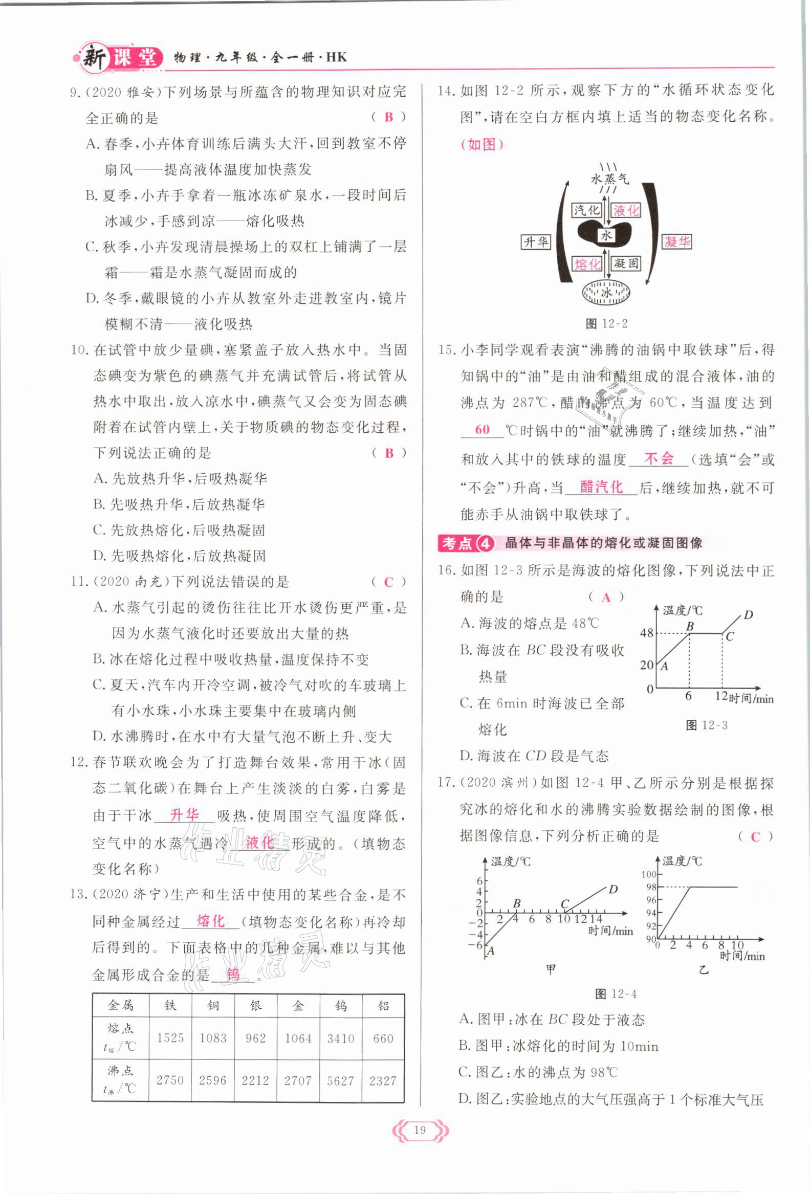 2021年啟航新課堂九年級(jí)物理全一冊(cè)滬科版 參考答案第19頁(yè)