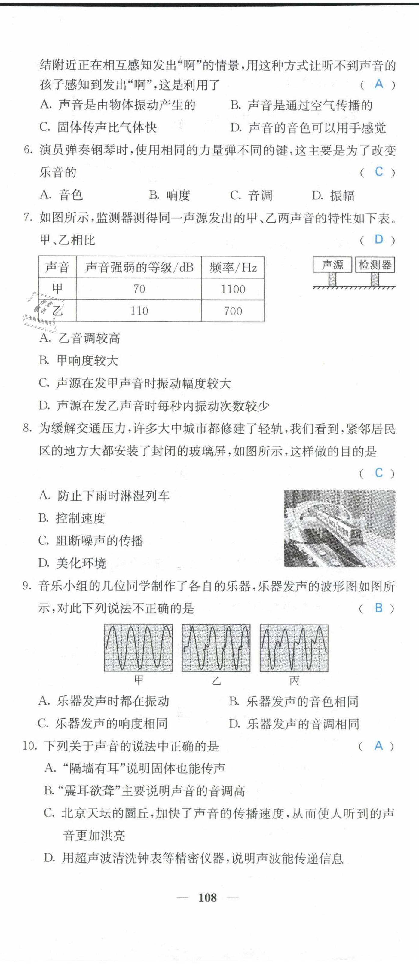 2021年課堂點(diǎn)睛八年級(jí)物理上冊人教版山西專版 參考答案第20頁